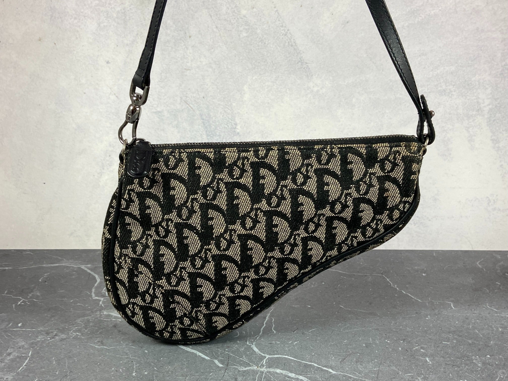 Christian Dior Saddle Pochette / Mini / Hobo Bag Black Trotter Monogram