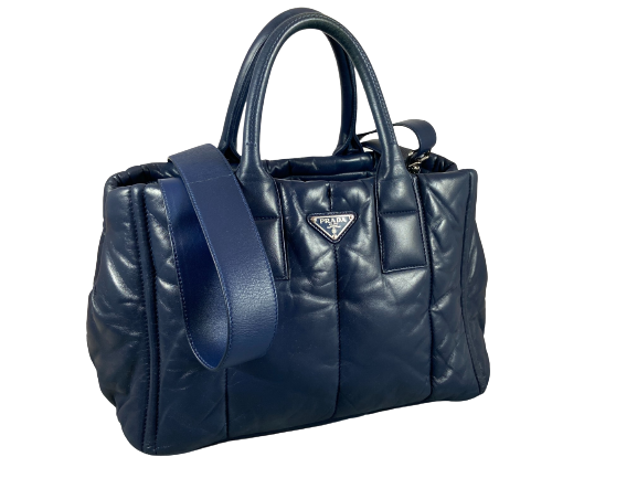 Prada Nappa Bomber Tote / Shoulder Bag Navy Leather incl. Dustbag