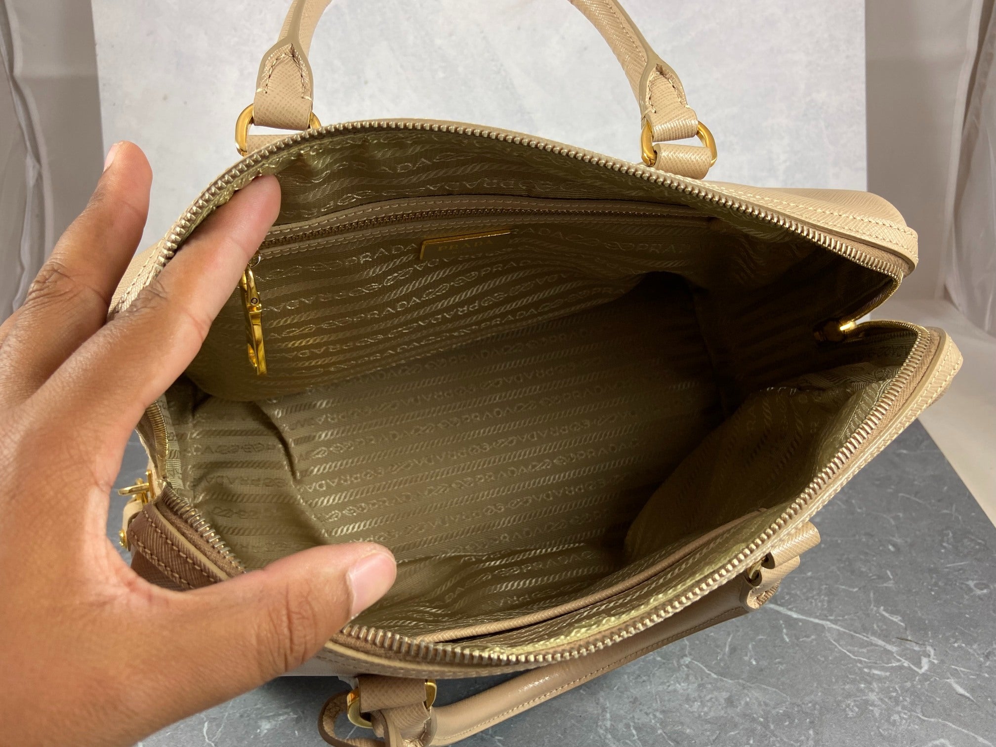 Prada Saffiano Lux Bauletto Bag Black