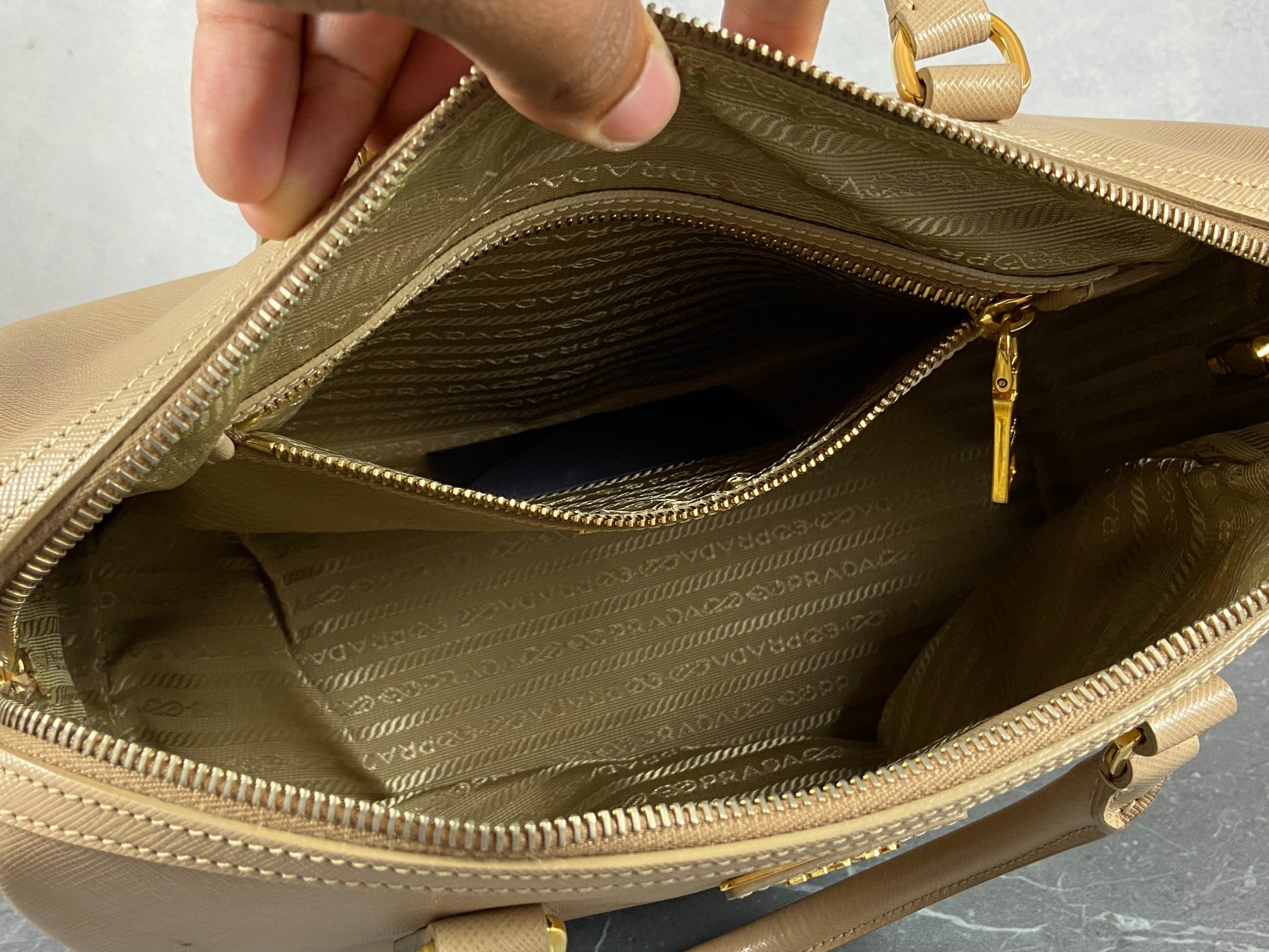 Prada Saffiano Lux Bauletto Bag Black