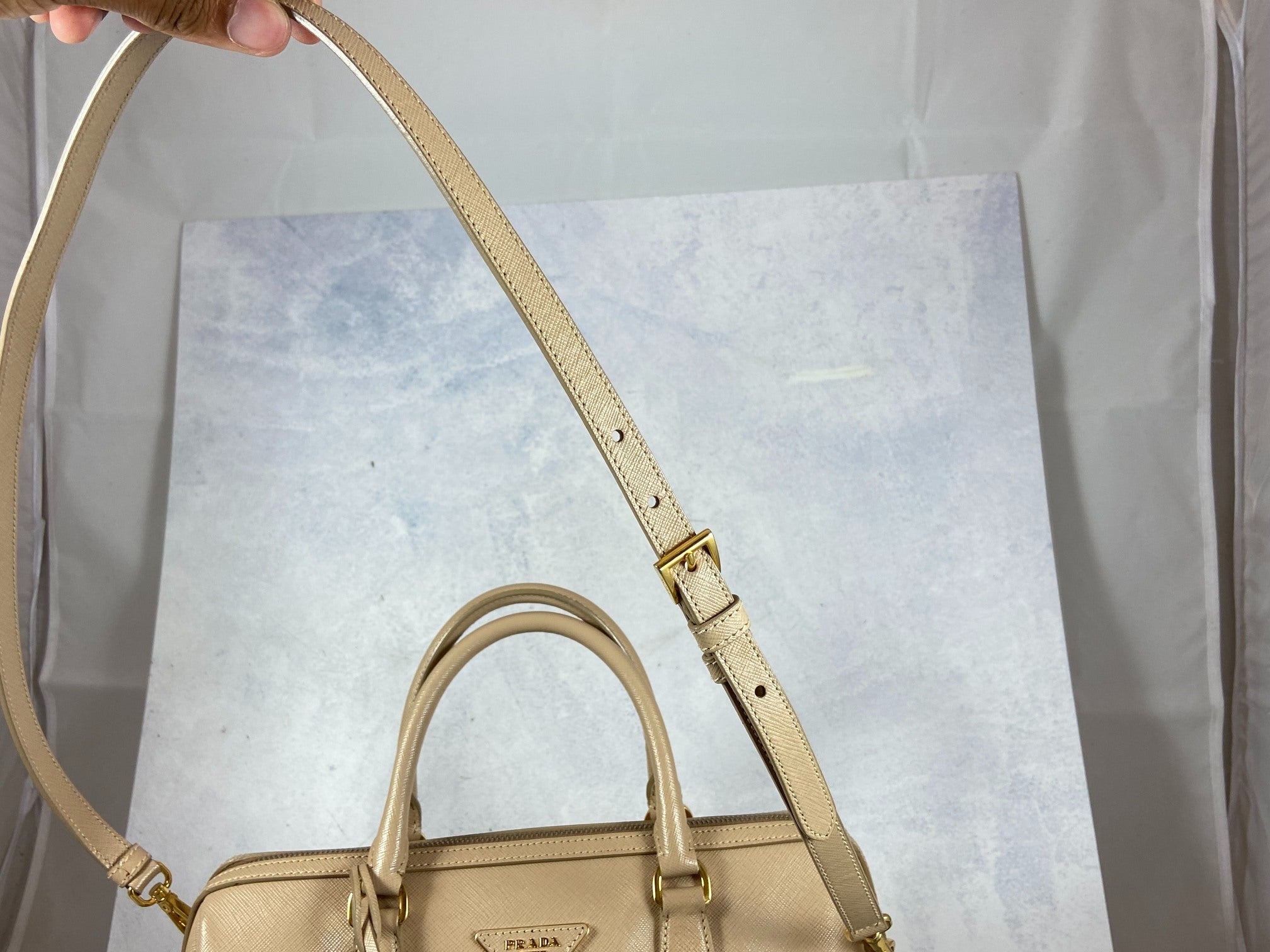 Prada Saffiano Lux Bauletto Bag Black