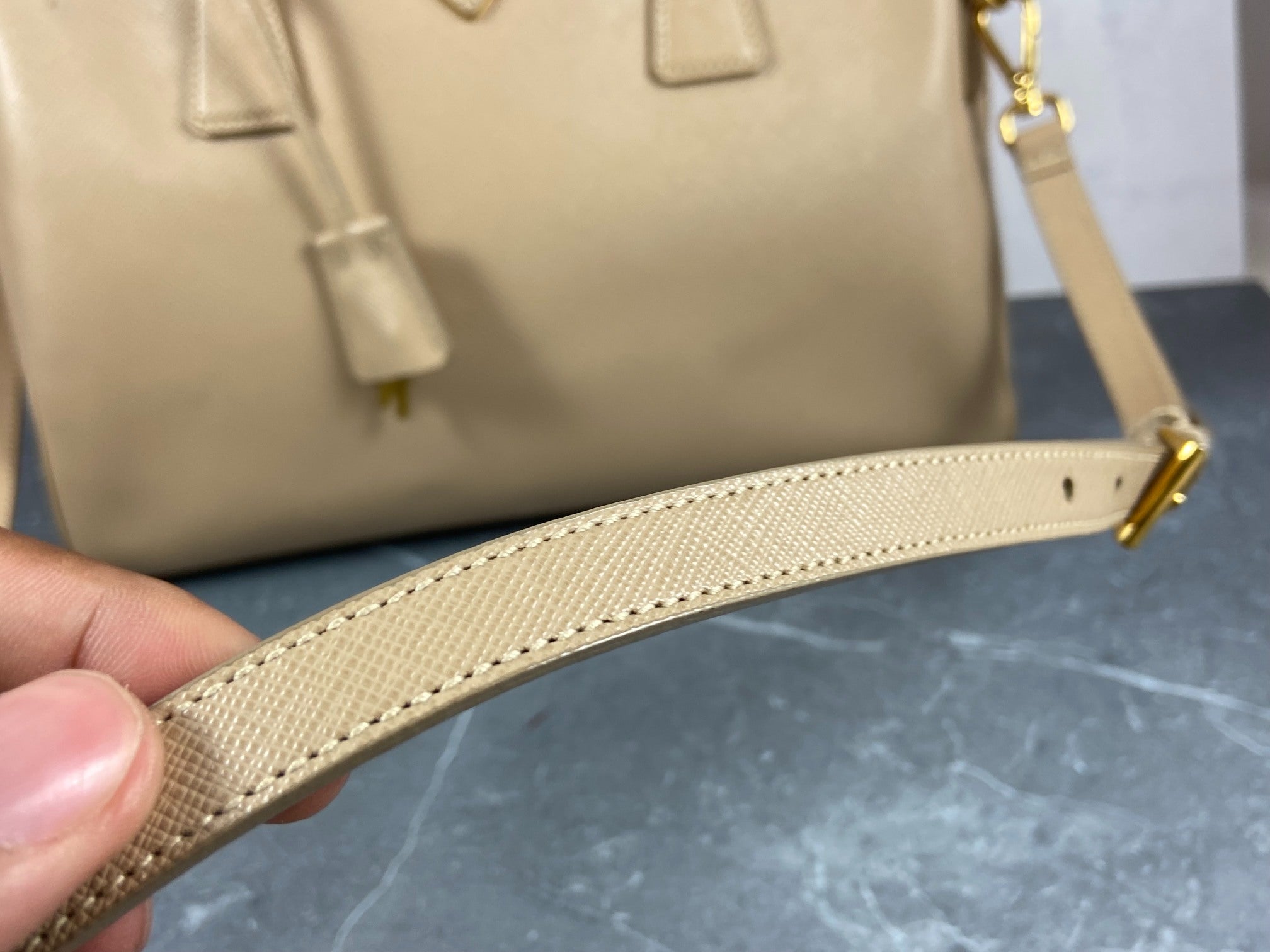 Prada Saffiano Lux Bauletto Bag Black