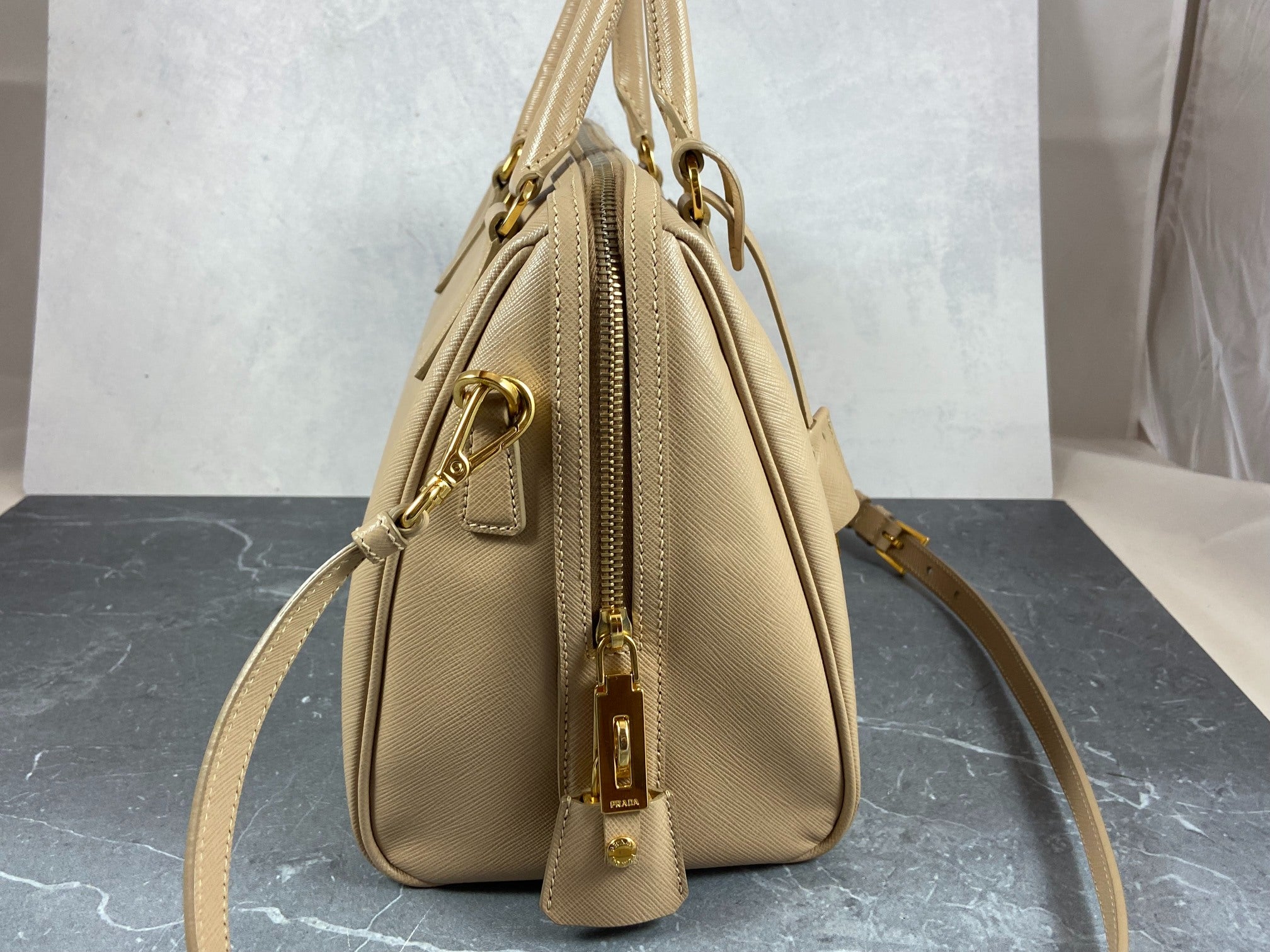 Prada Saffiano Lux Bauletto Bag Black