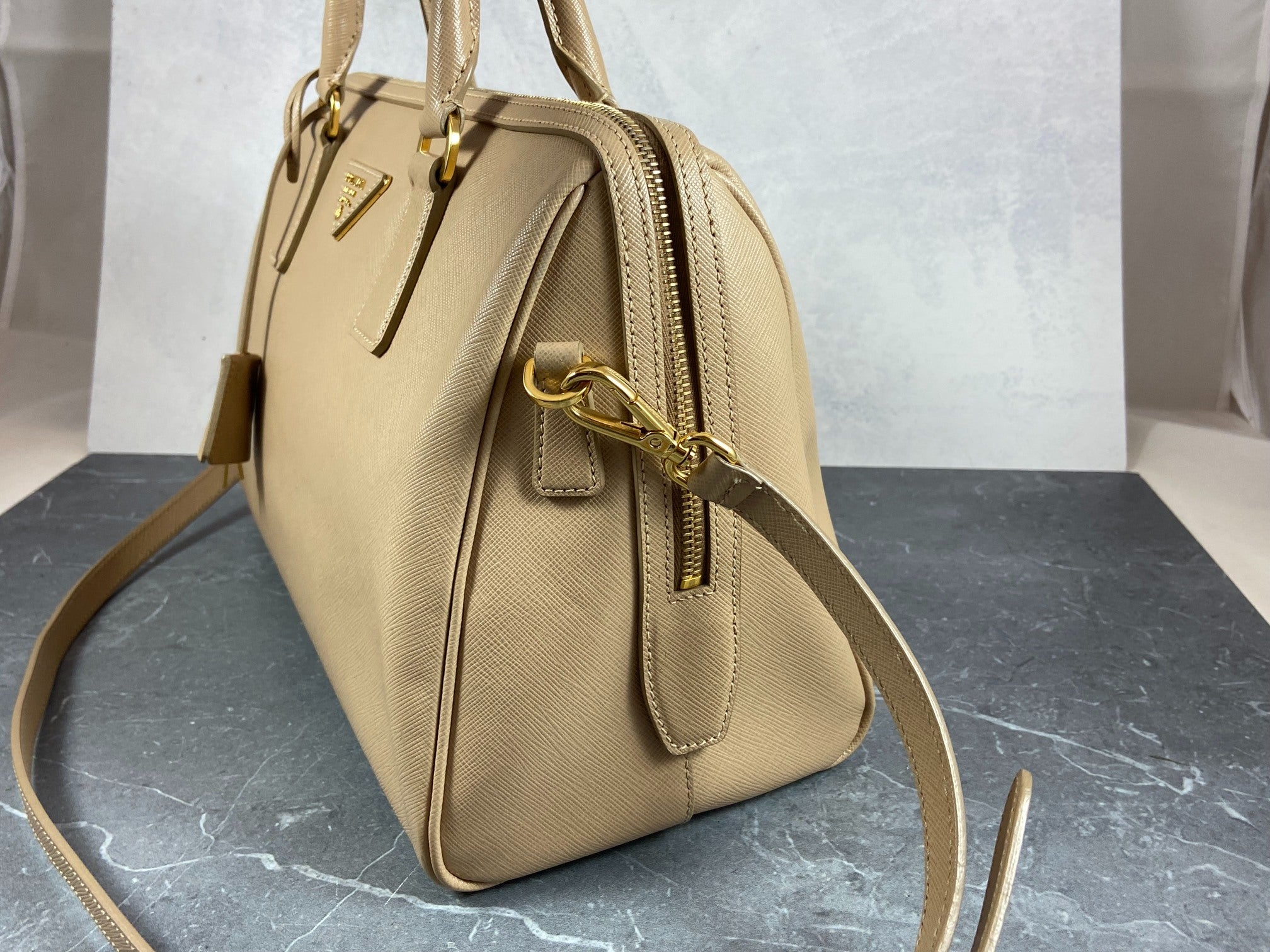 Prada Saffiano Lux Bauletto Bag Black