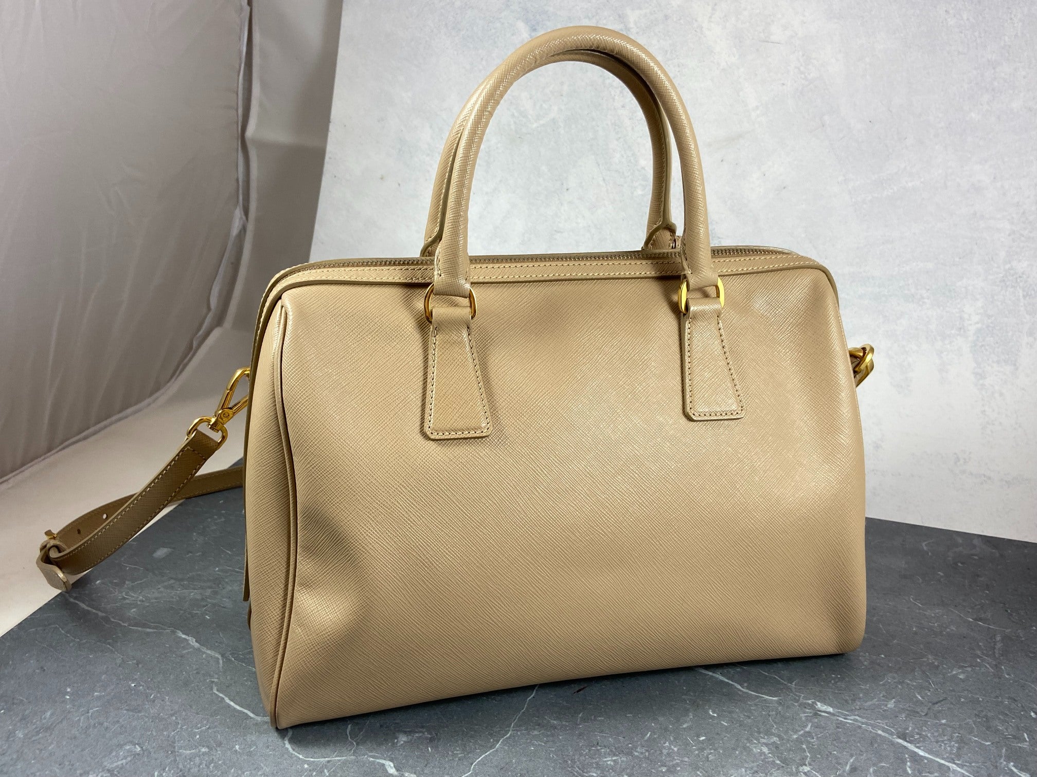 Prada Saffiano Lux Bauletto Bag Black