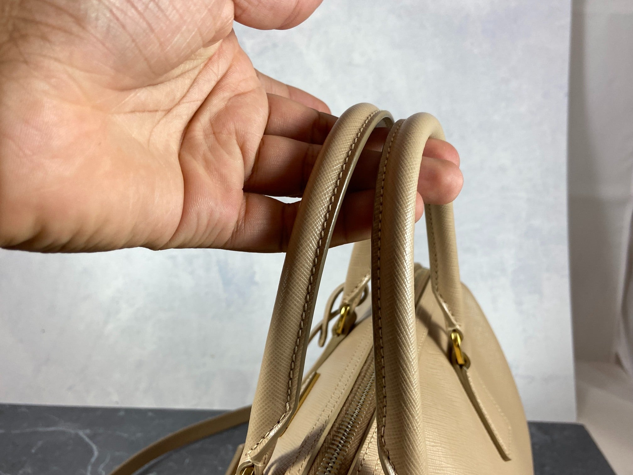 Prada Saffiano Lux Bauletto Bag Black