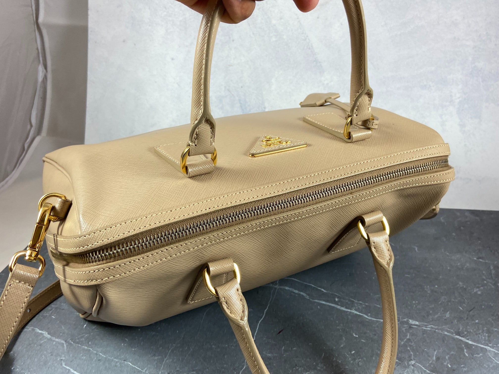 Prada Saffiano Lux Bauletto Bag Black