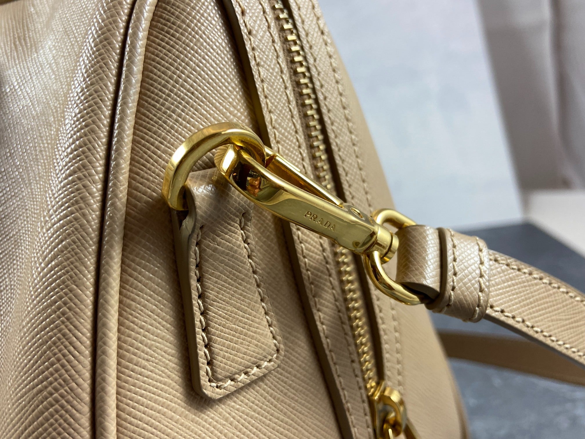 Prada Saffiano Lux Bauletto Bag Black