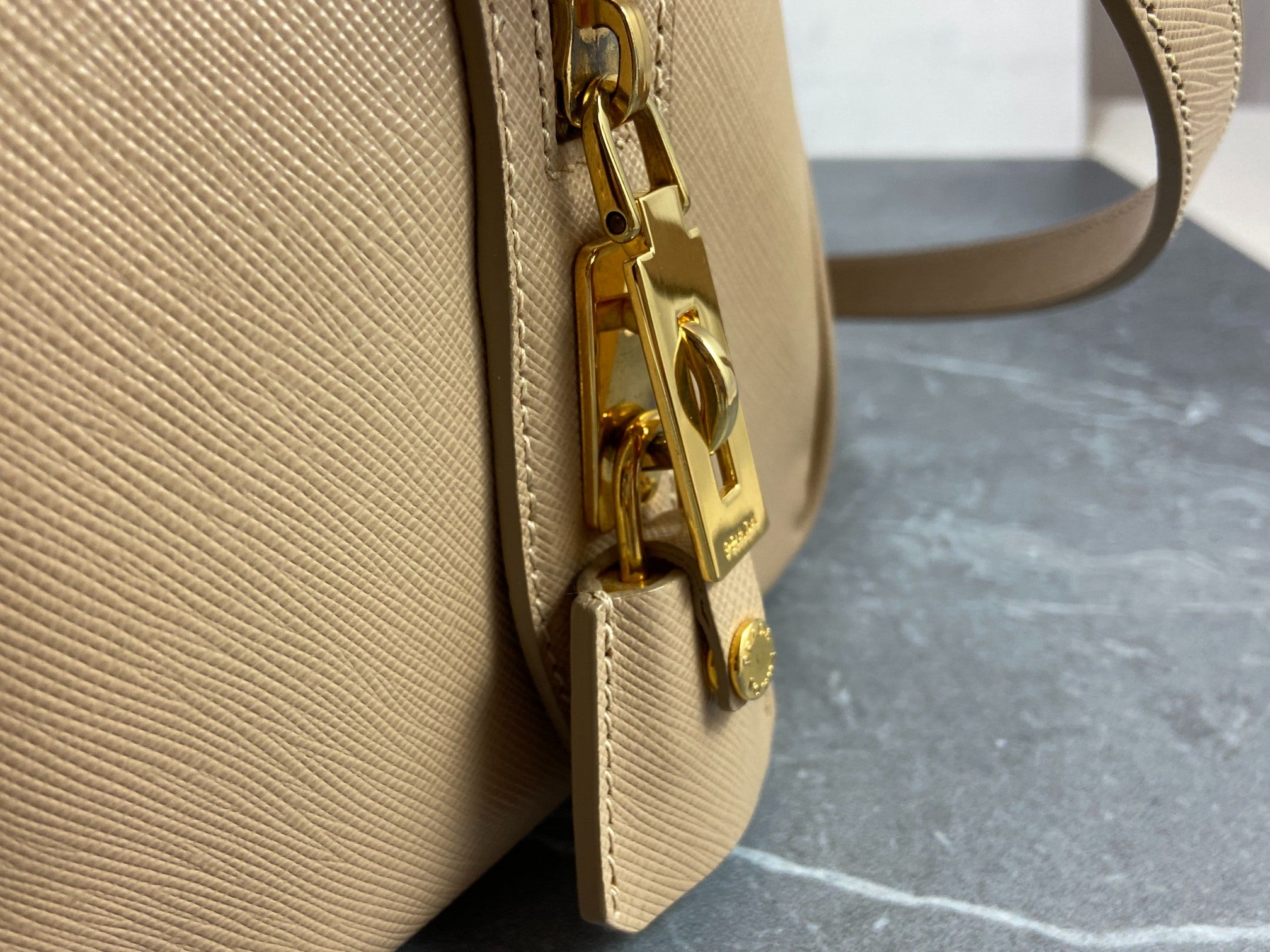 Prada Saffiano Lux Bauletto Bag Black