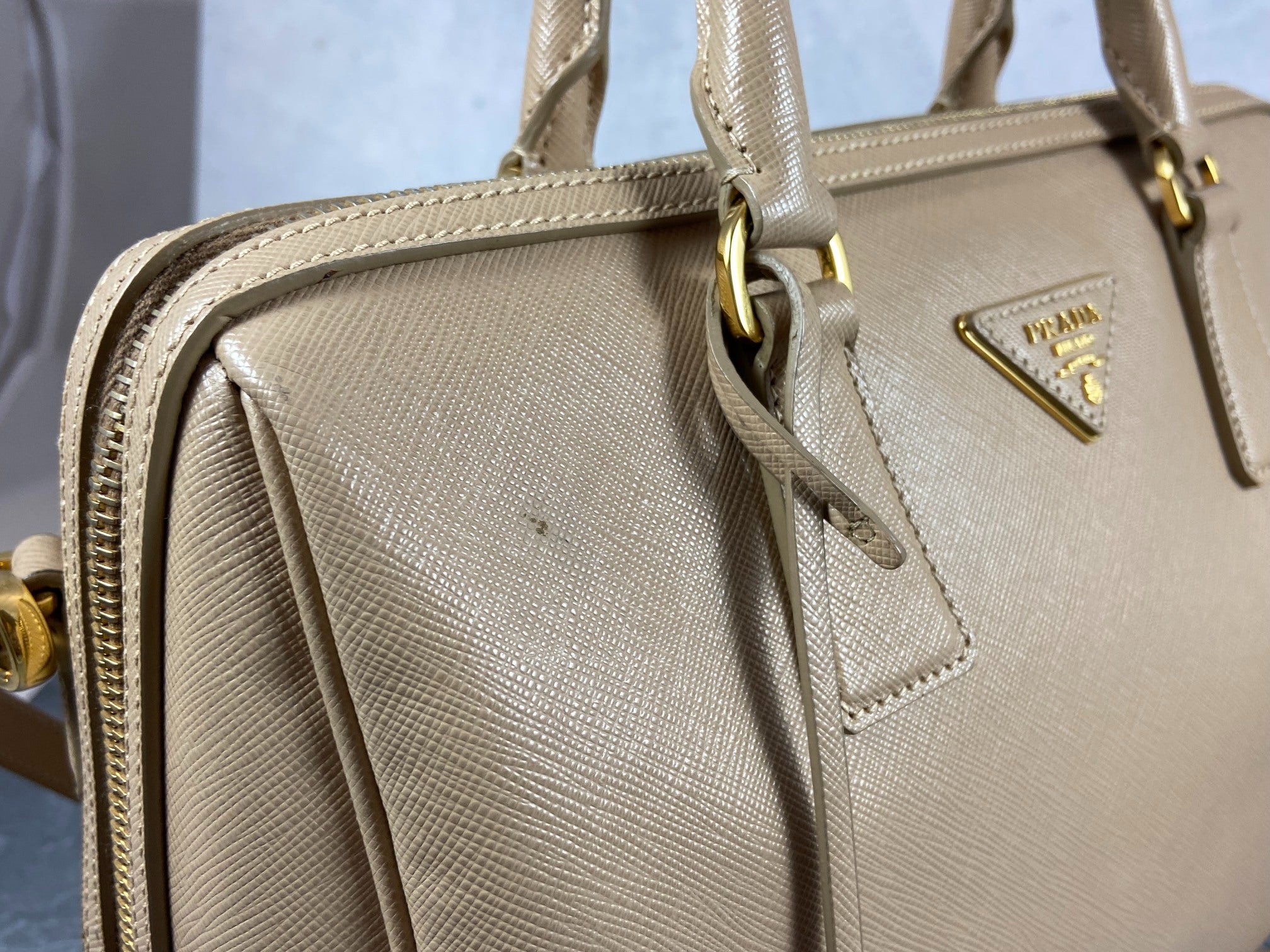 Prada Saffiano Lux Bauletto Bag Black