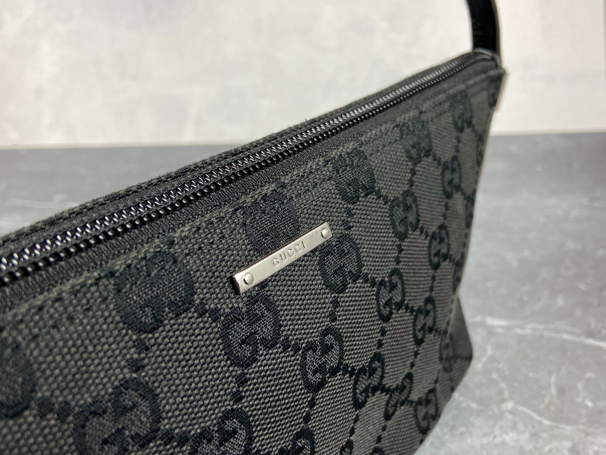 Gucci Banana Boat Accessory Pouch Black GG Monogram