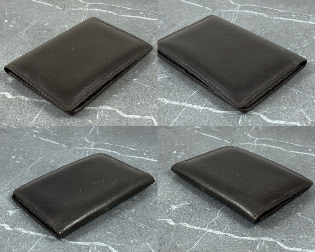 Louis Vuitton Bifold Card Case Brown Vernis Leather