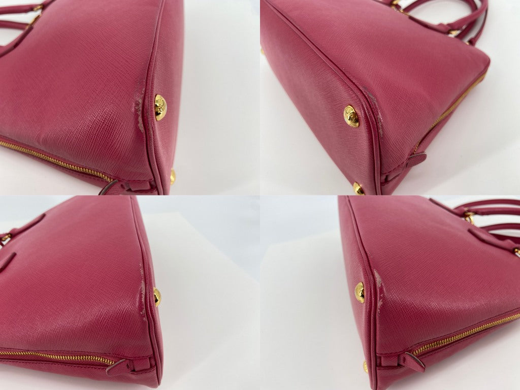 Prada BL0837 Promenade Medium Hand Bag Pink Saffiano Leather full set