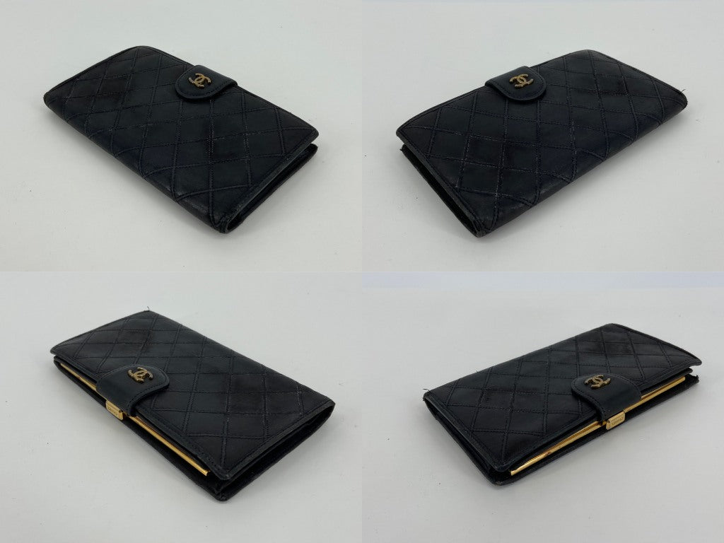 Chanel CC Long Wallet Black Leather