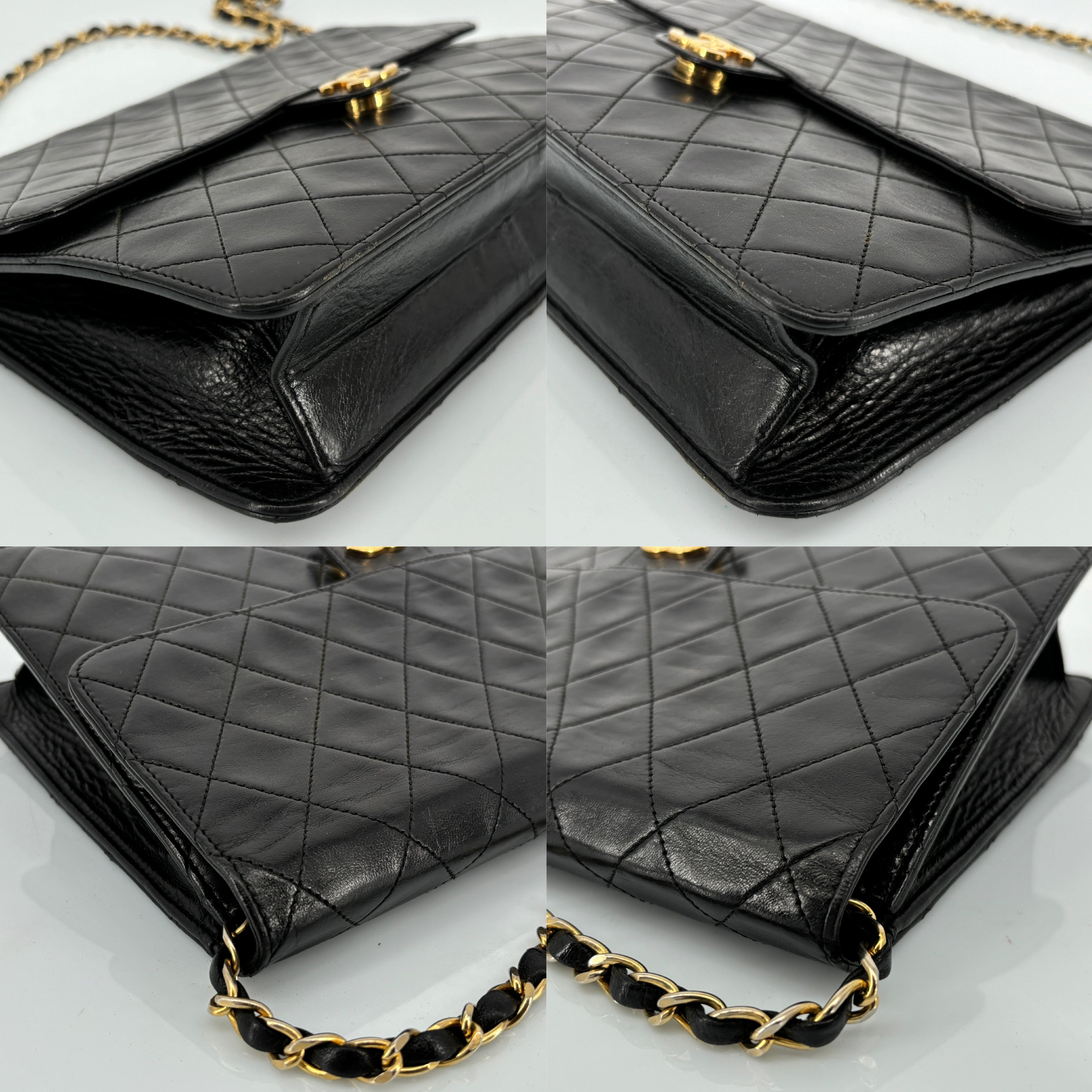 Chanel Single Flap Bag Push-Lock Black Matelassé Leather incl. Box