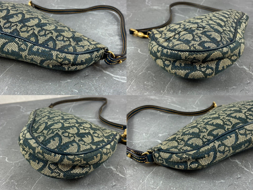 Christian Dior Saddle Pochette / Mini / Hobo Bag Navy Trotter Monogram