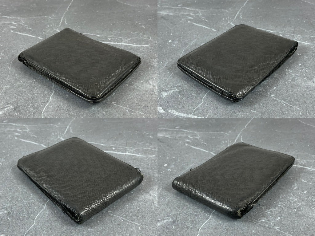 Louis Vuitton Bifold Wallet Black Taiga Leather