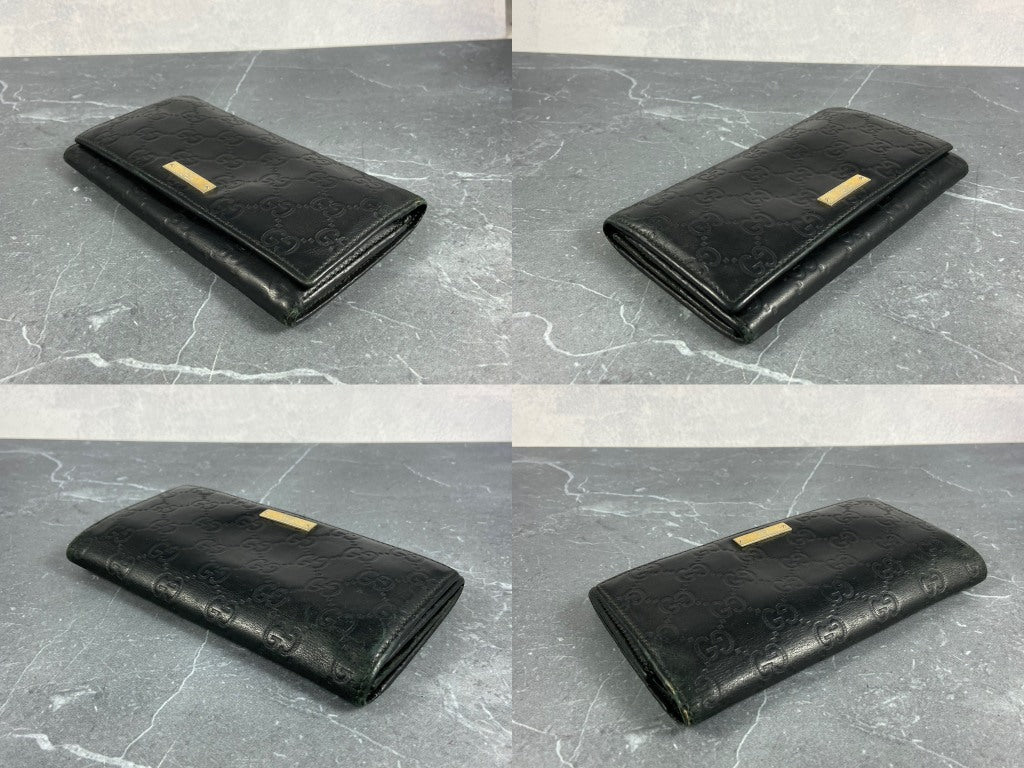 Gucci Long Wallet Black GG Monogram Leather