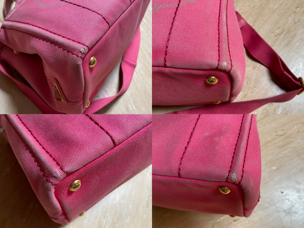 Prada 1BG439 Canapa Tote / Shoulder Bag Peonia