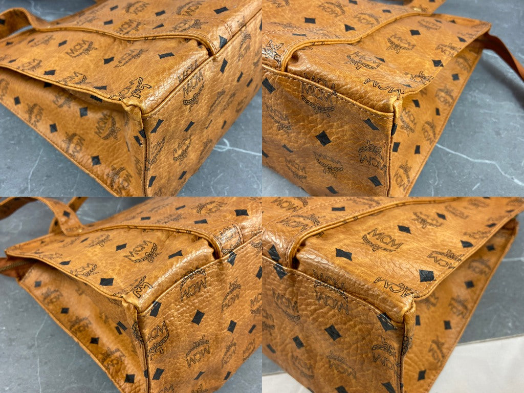 MCM Hand / Tote Bag Beige Visetos Cognac Monogram