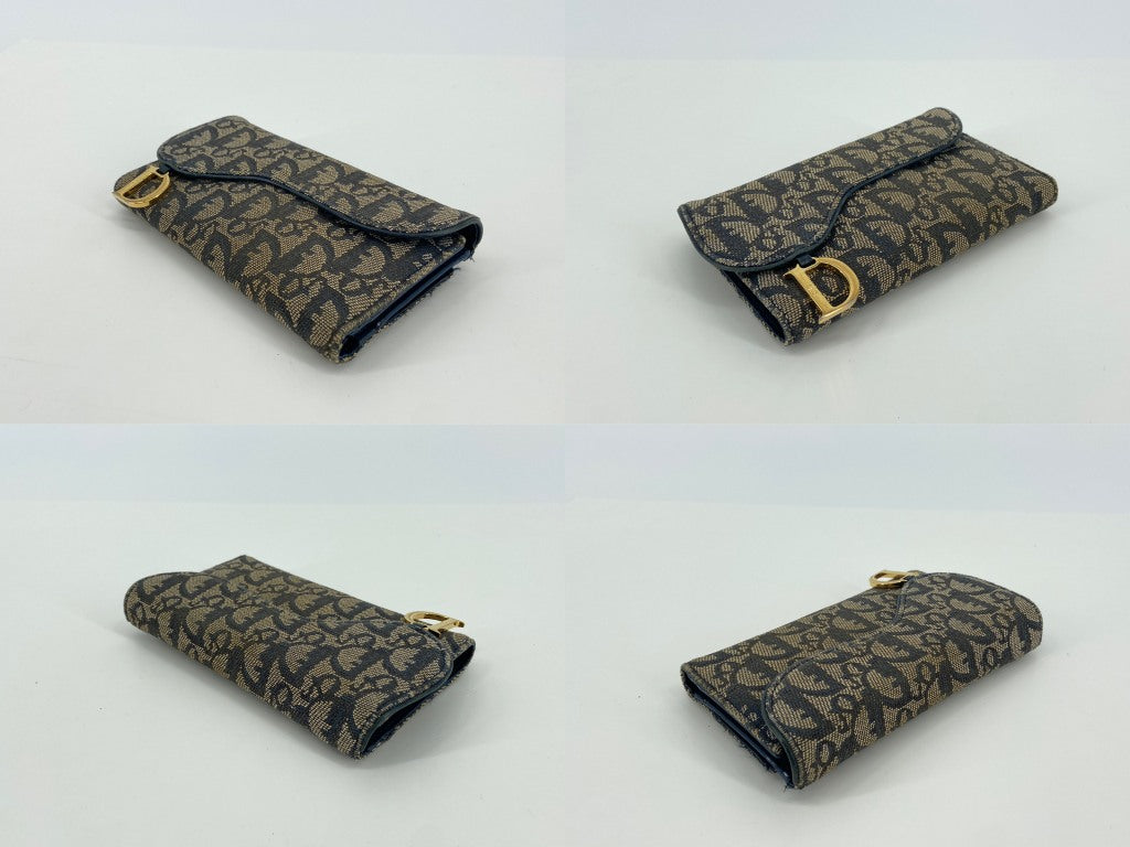 Christian Dior Saddle long Wallet Grey Trotter Monogram