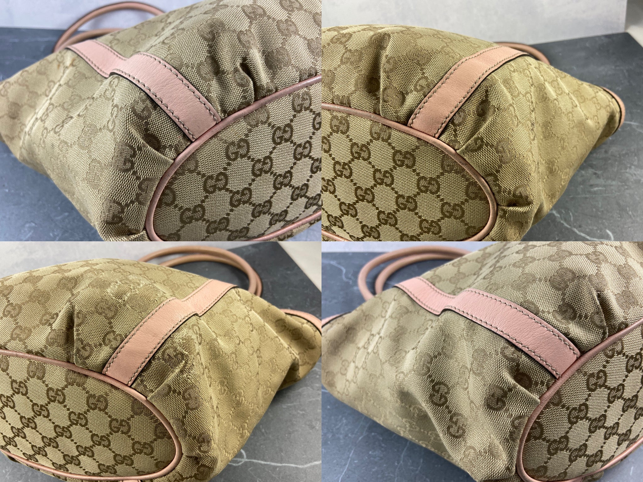 Gucci Handbag Beige GG Monogram + Pink Leather