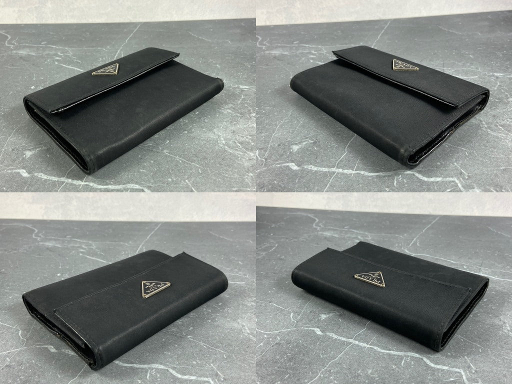Prada Tessuto Nylon Trifold Wallet Black