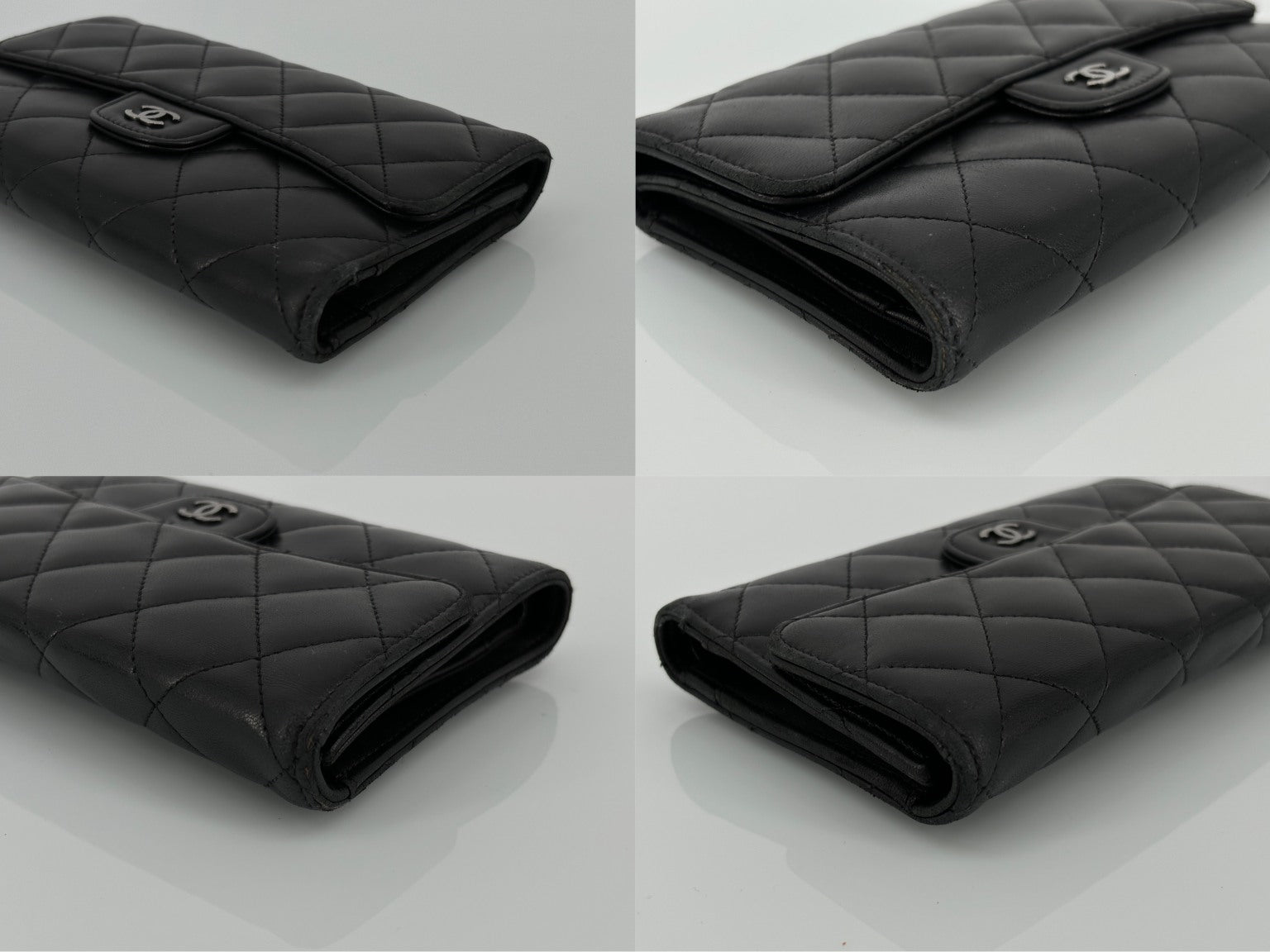 Chanel Timeless / Classic Matelasse Flap Wallet Black Leather