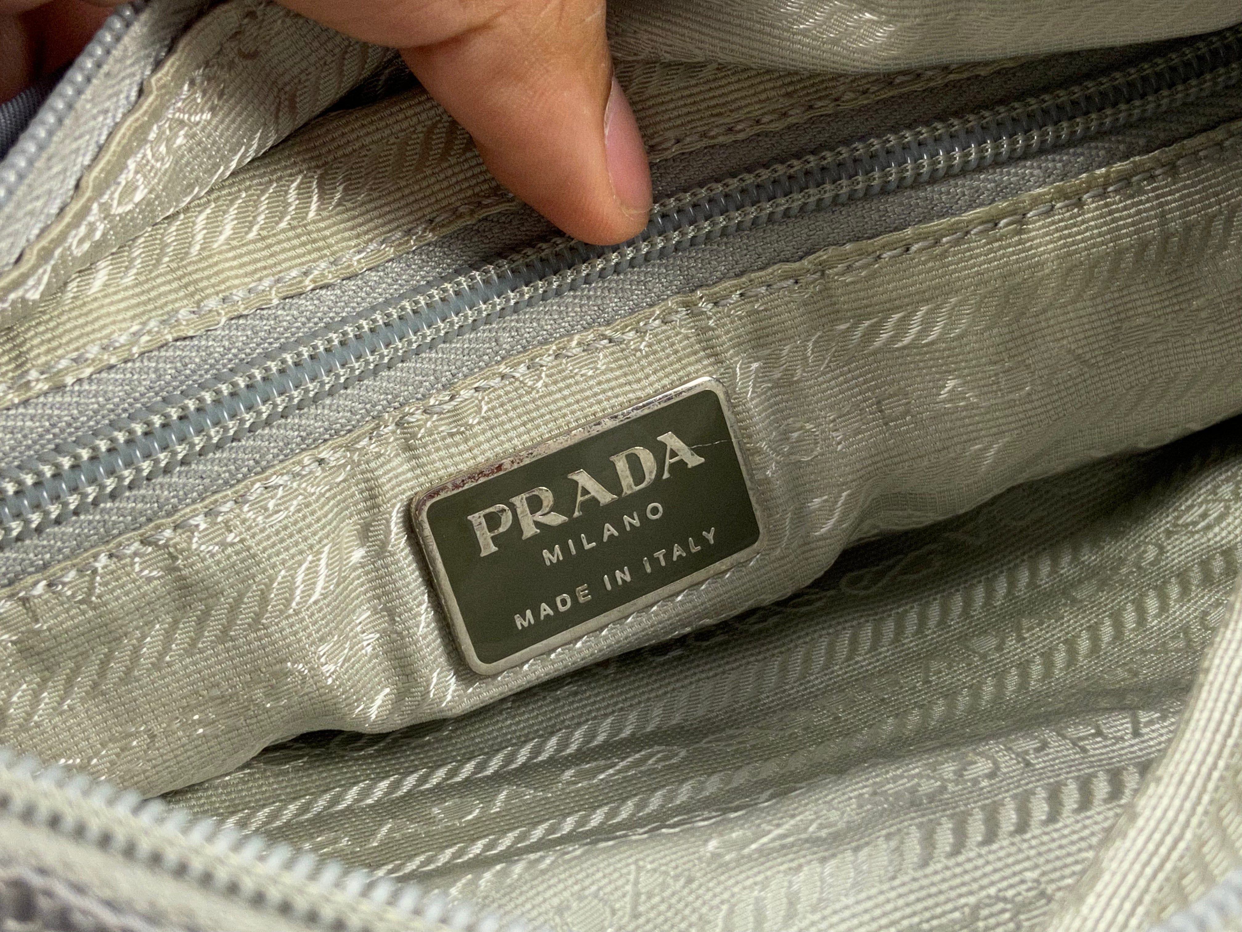 Prada Tessuto Nylon Shoulder / Messenger Bag Baby Blue