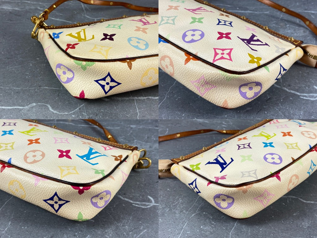 Louis Vuitton Takashi Murakami Multicolor Pochette Accessoires White