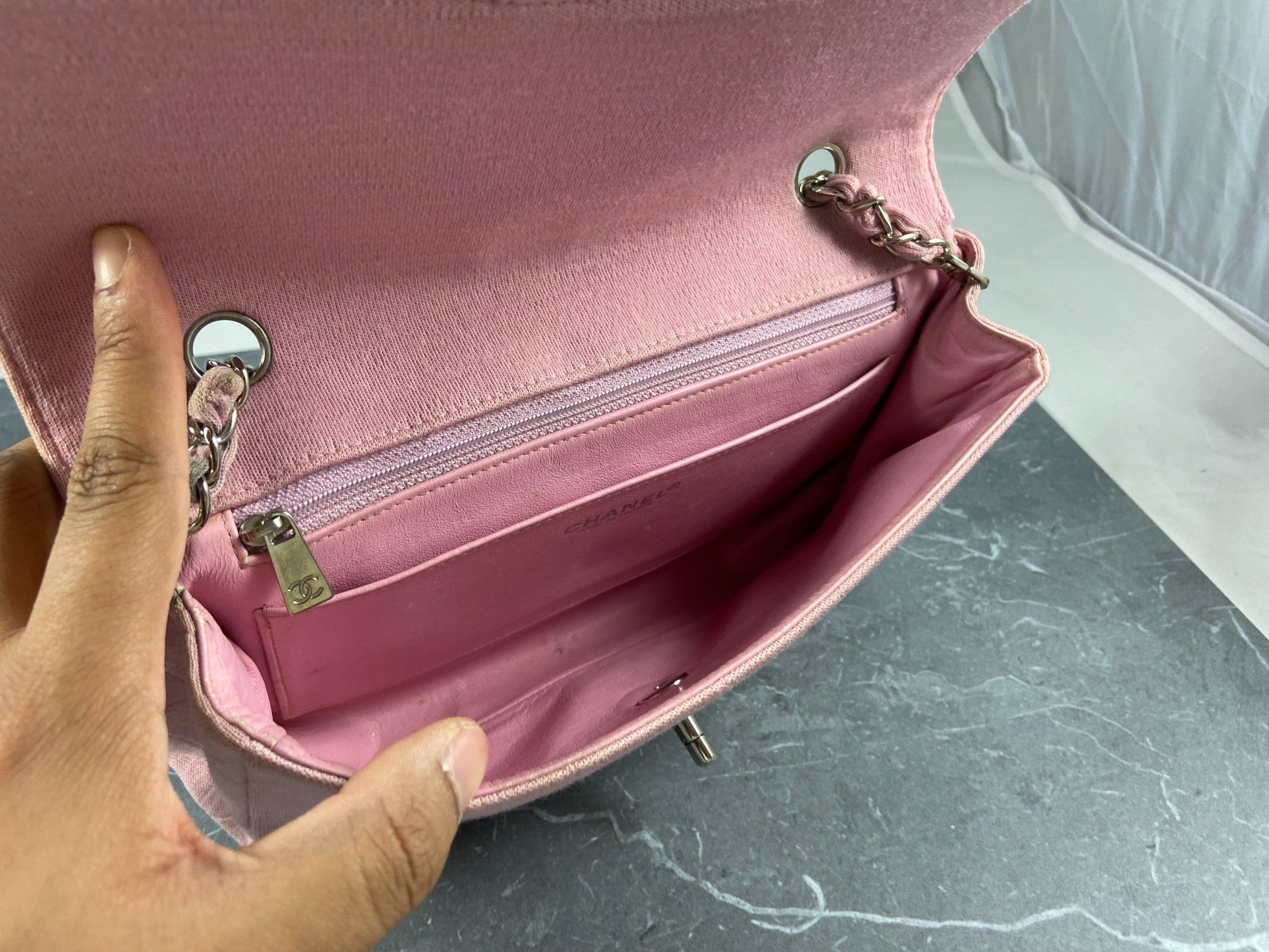 Chanel Timeless Flap Bag Medium Light Pink Jersey