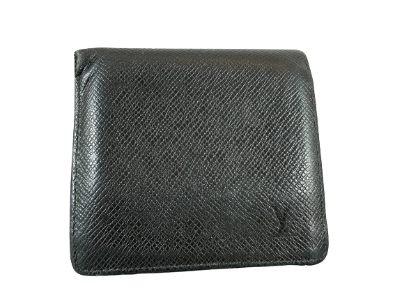 Louis Vuitton Bifold Wallet Black Taiga Leather