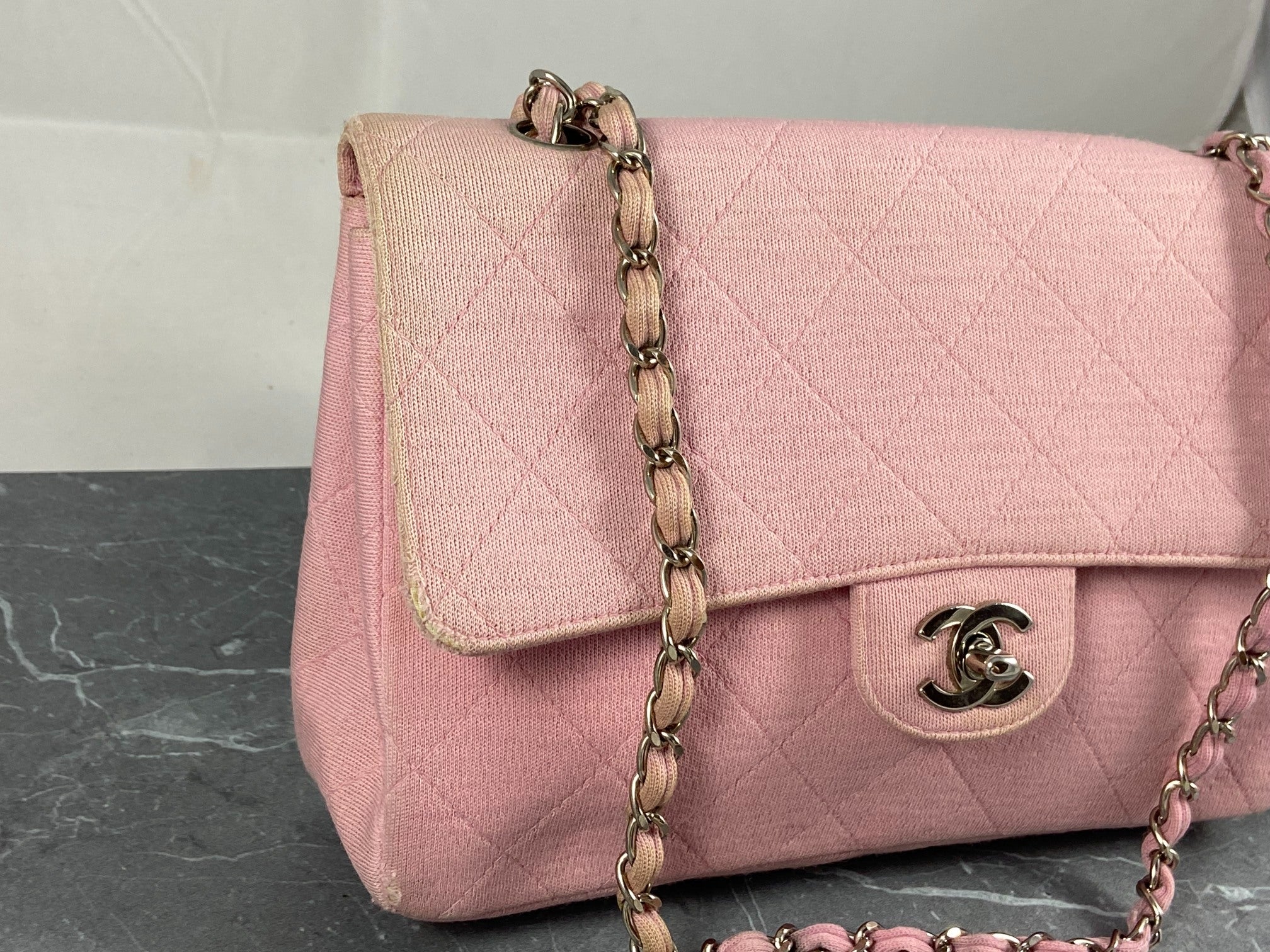 Chanel Timeless Flap Bag Medium Light Pink Jersey