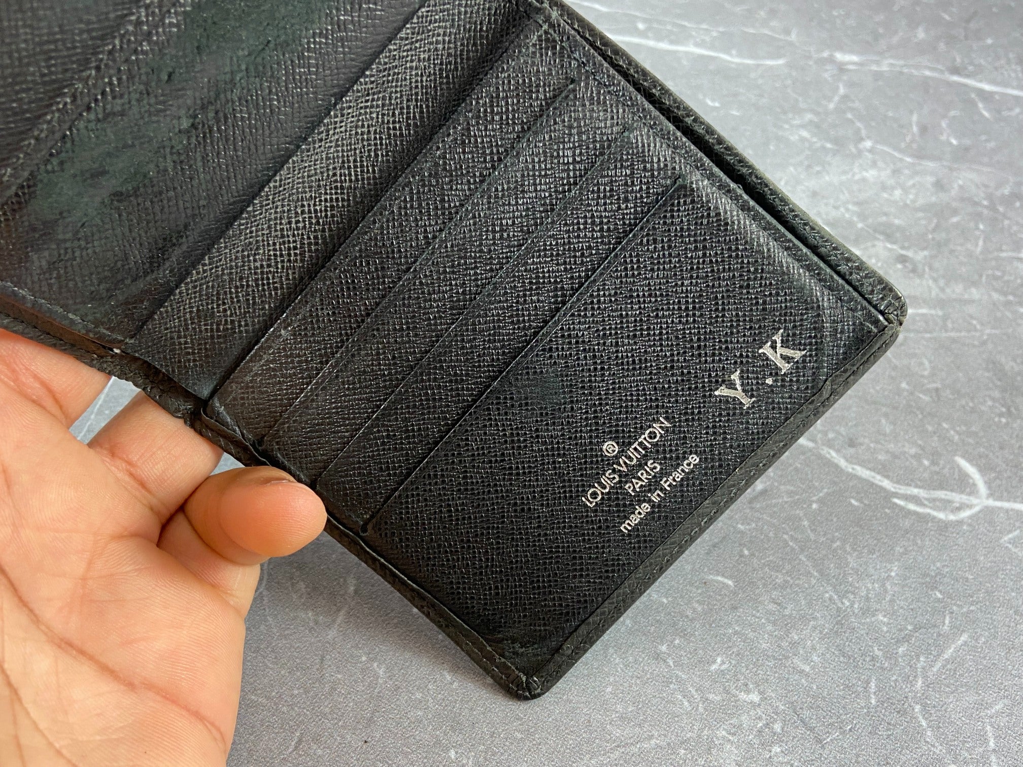 Louis Vuitton Bifold Wallet Black Taiga Leather