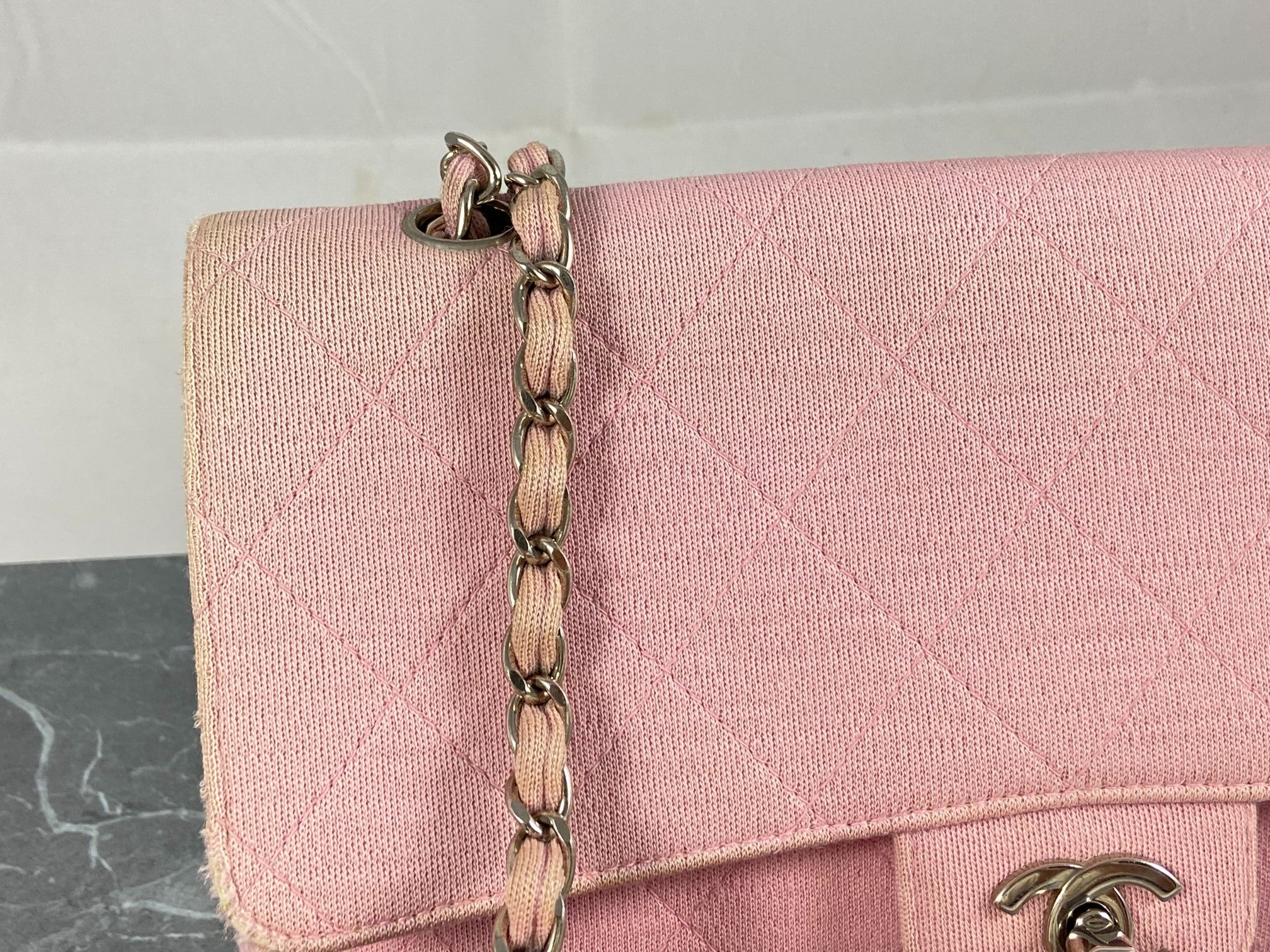 Chanel Timeless Flap Bag Medium Light Pink Jersey