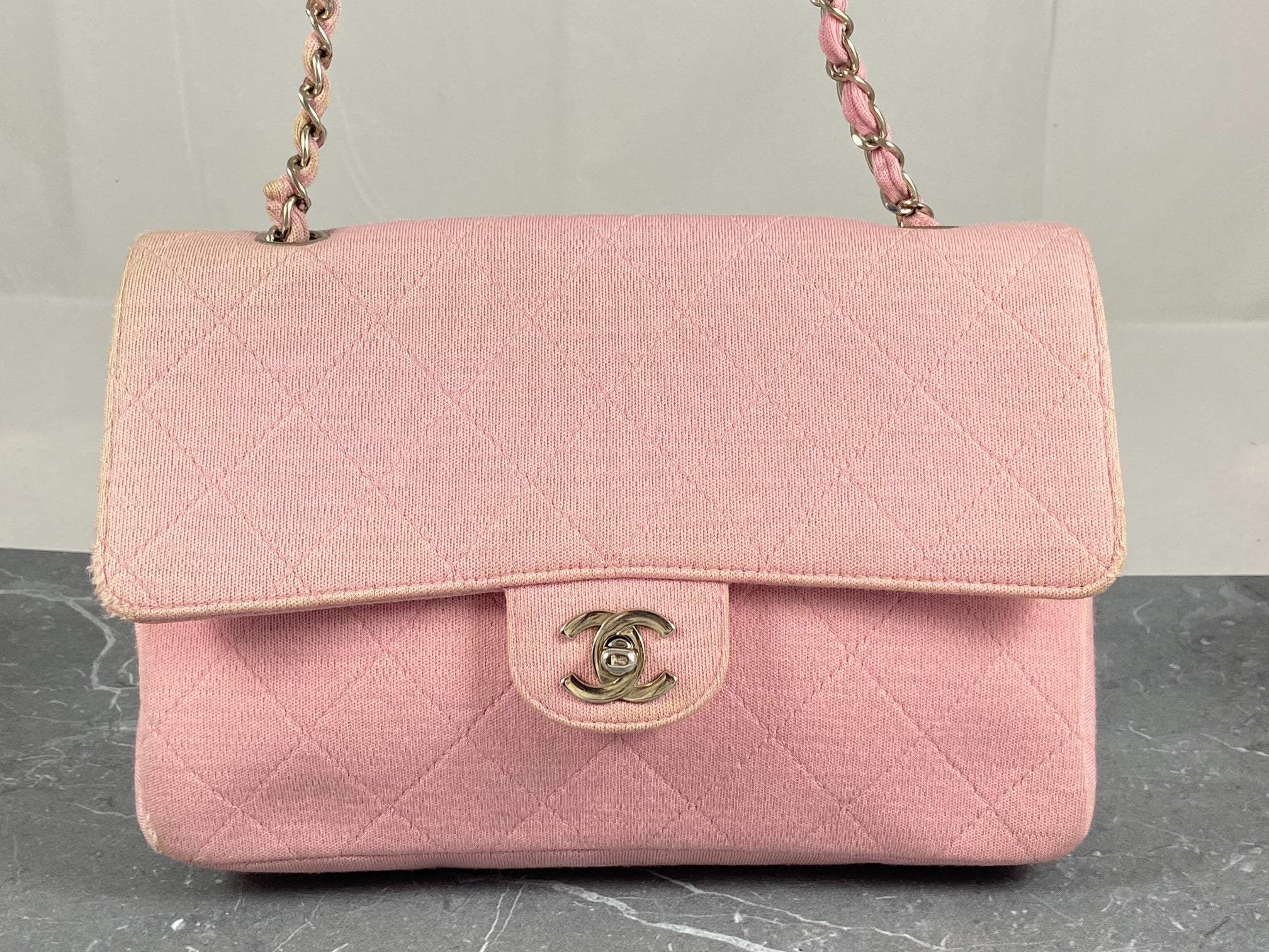Chanel Timeless Flap Bag Medium Light Pink Jersey