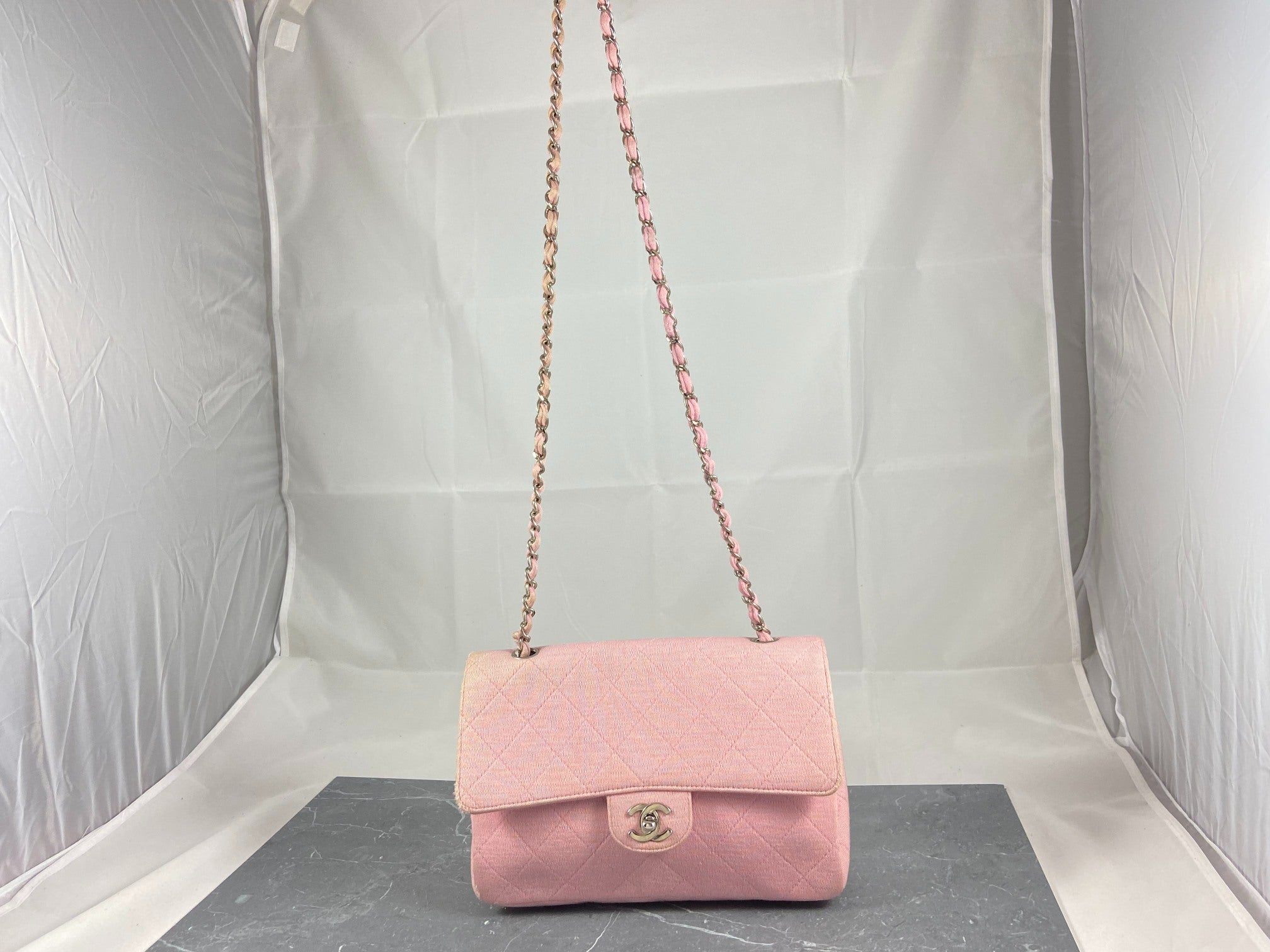 Chanel Timeless Flap Bag Medium Light Pink Jersey
