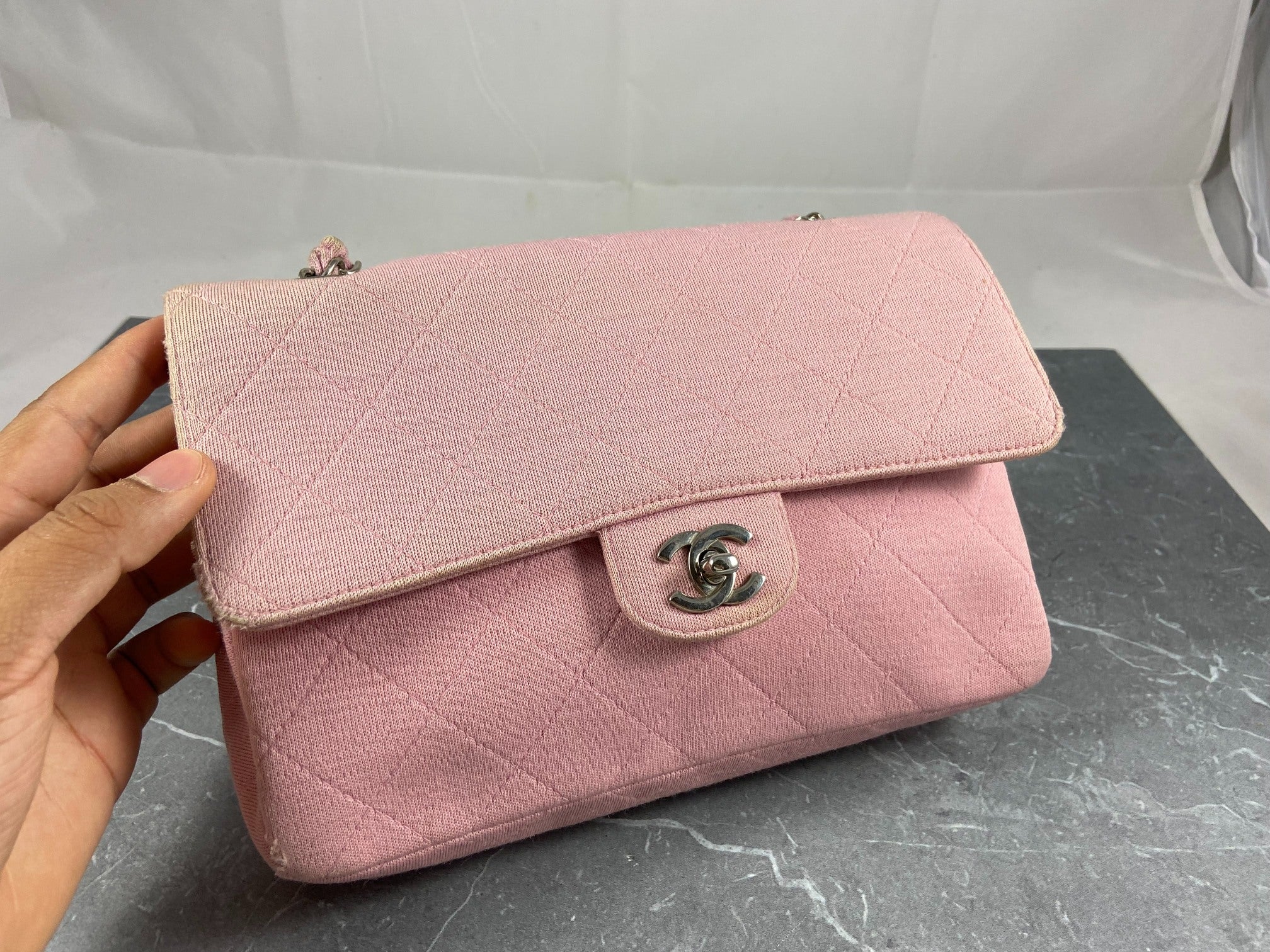 Chanel Timeless Flap Bag Medium Light Pink Jersey