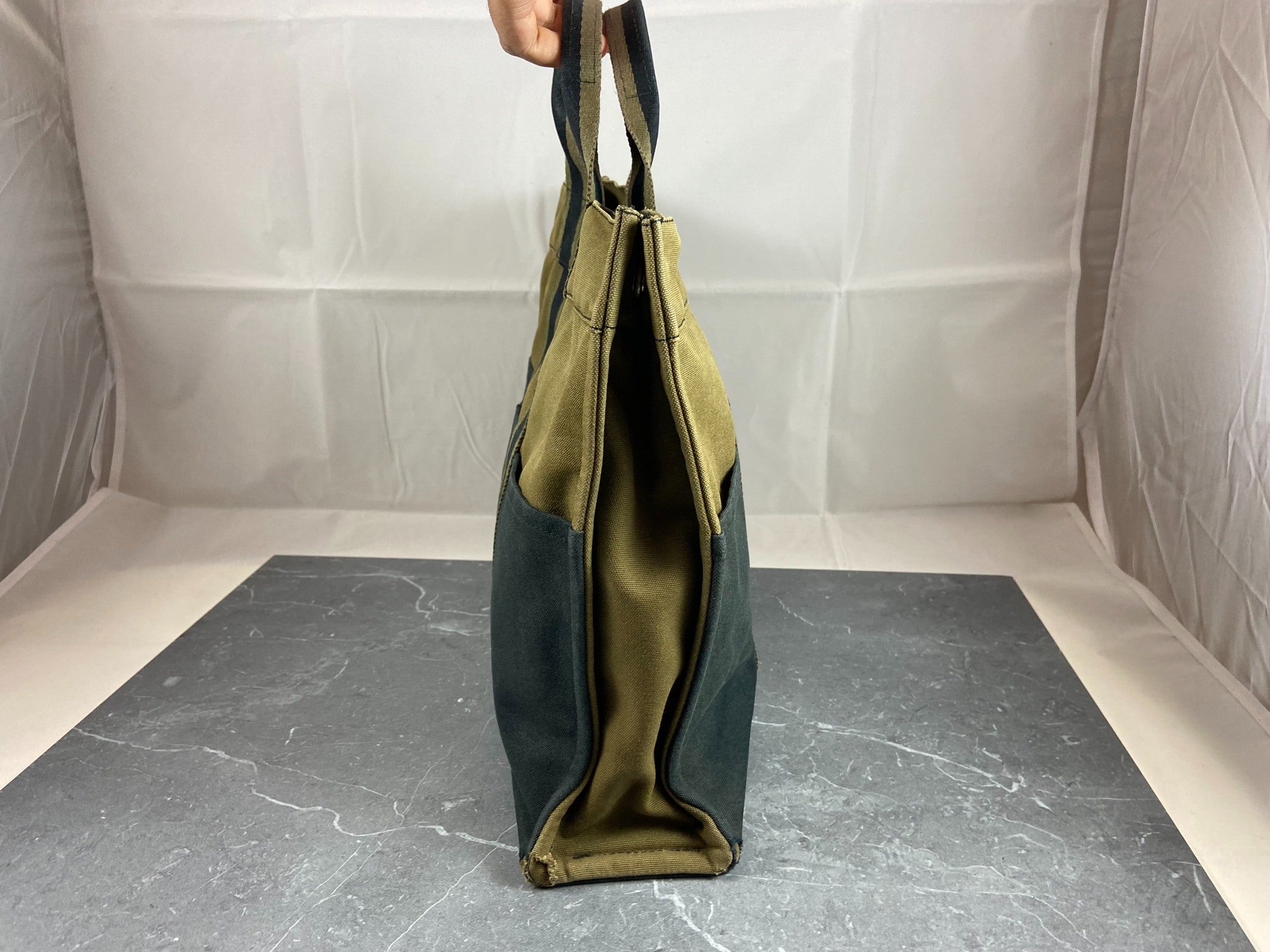 Hermès Fourre Tout / Toto MM Cotton Bag Black + Green