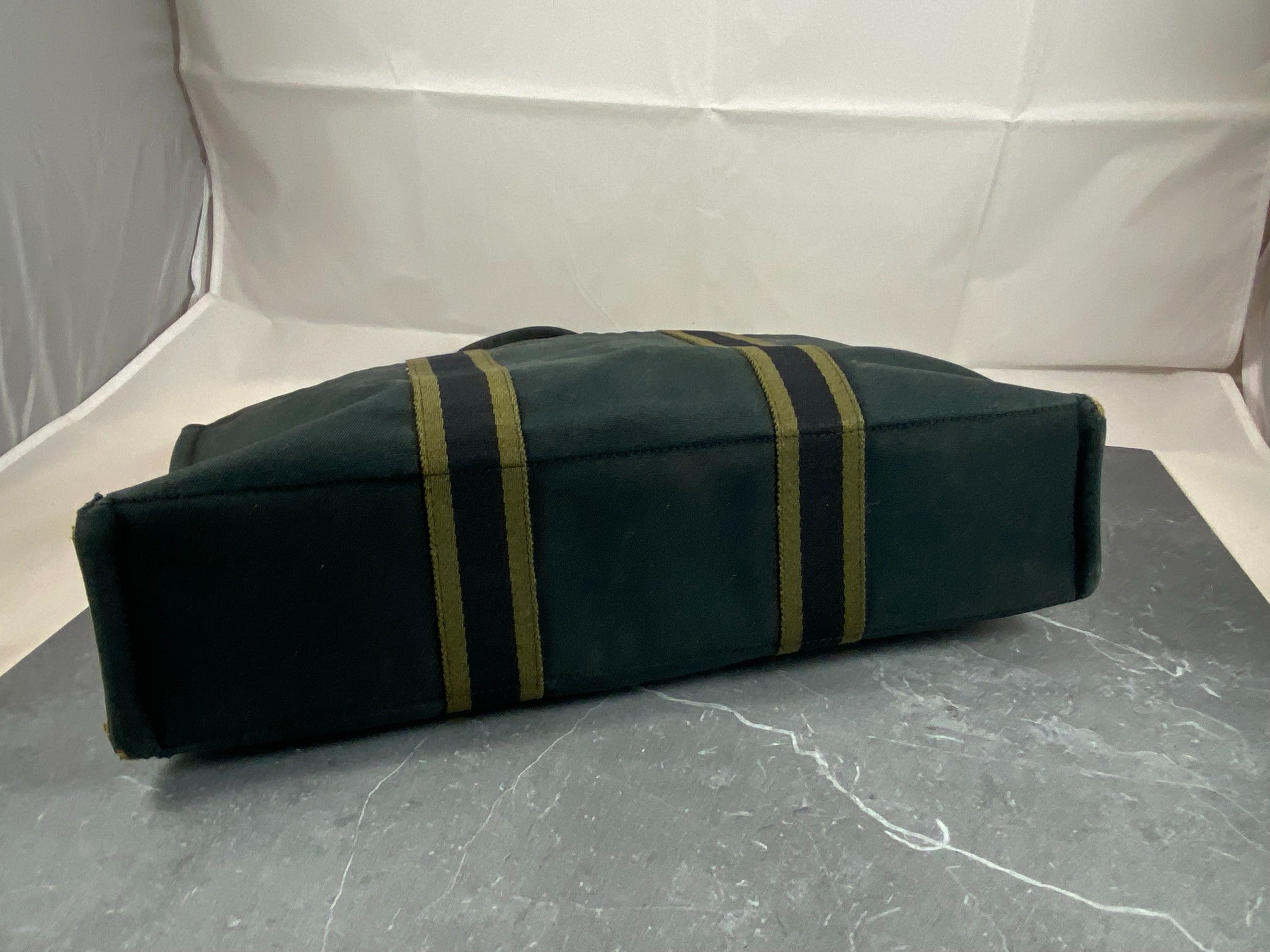 Hermès Fourre Tout / Toto MM Cotton Bag Black + Green