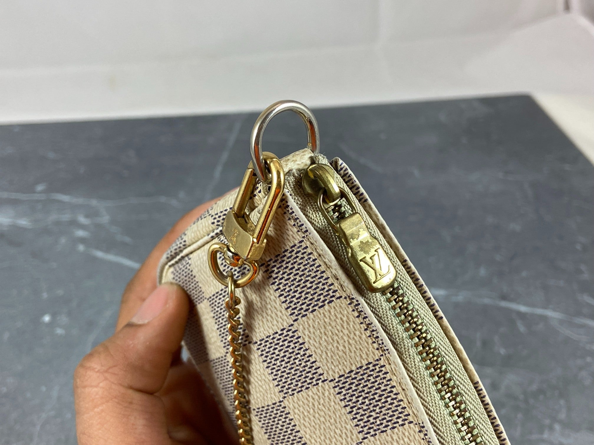 Louis Vuitton Mini Pochette Accessoires Damier Azur Canvas