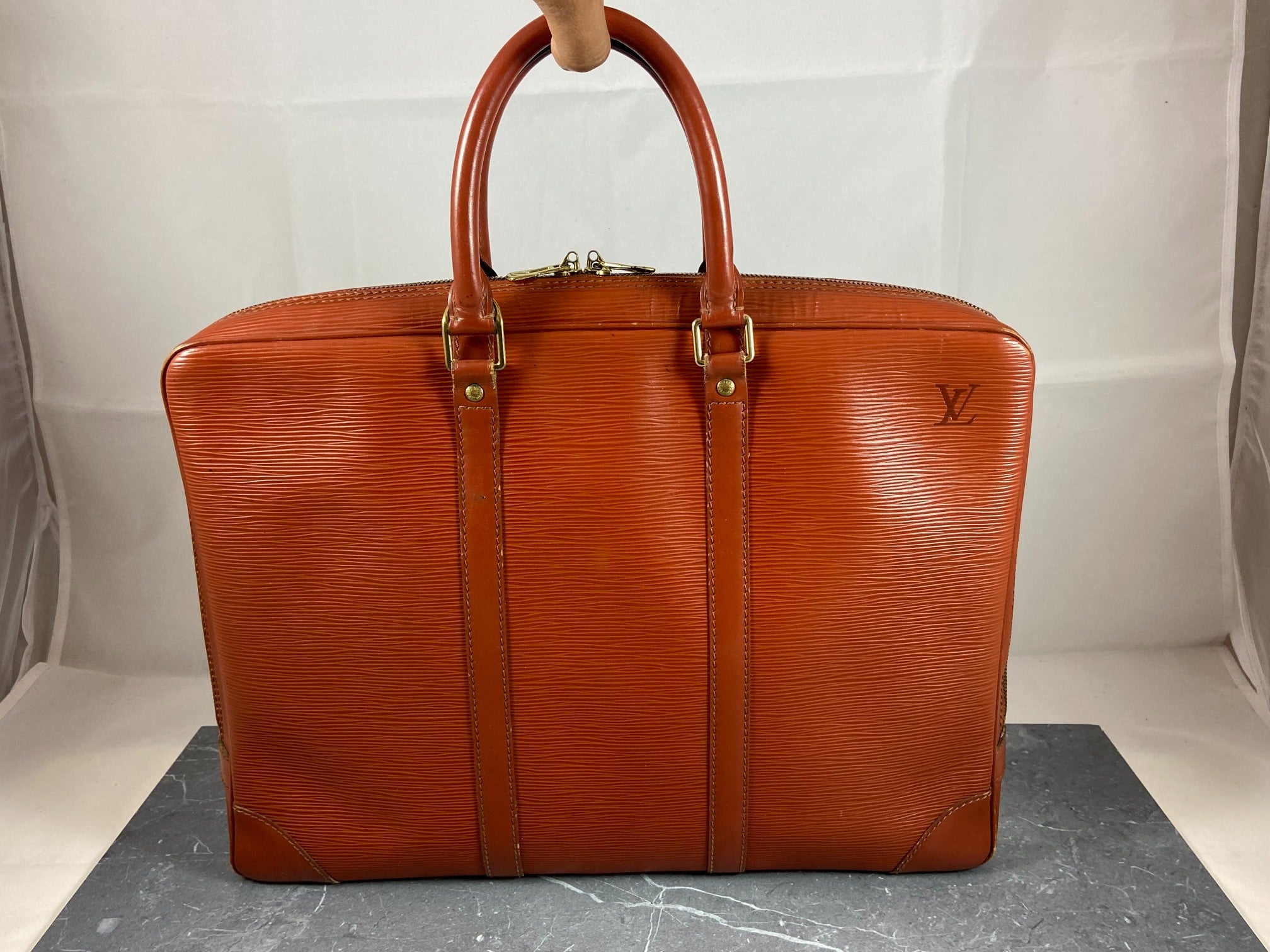 Louis Vuitton Porte Documents Voyage Brown Epi Leather