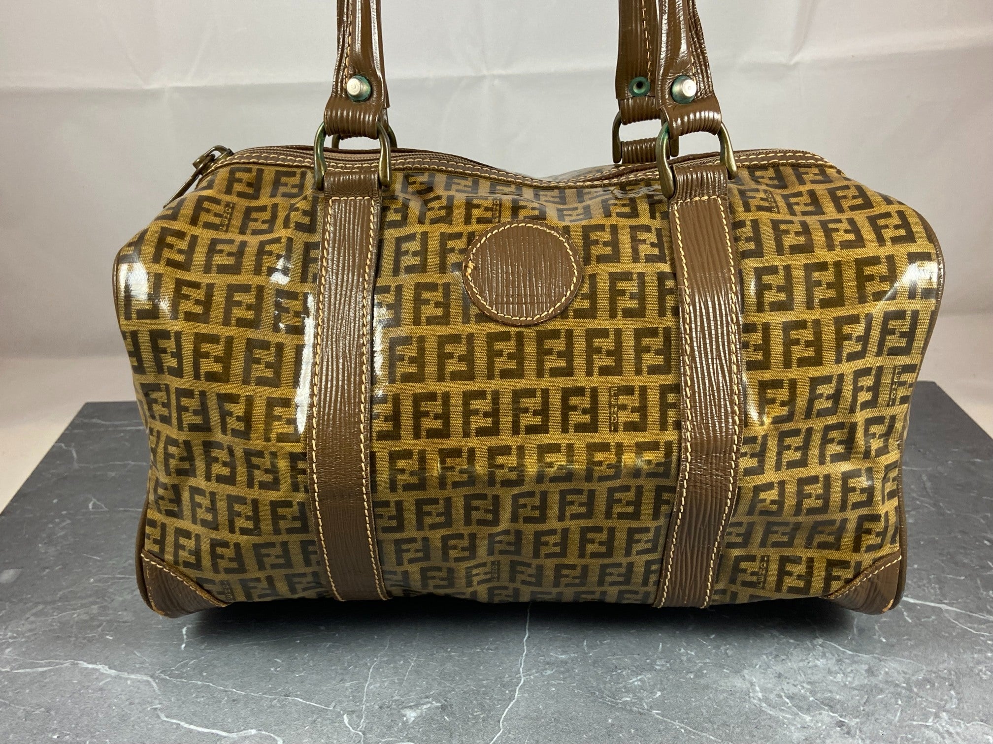 Fendi Hand / Boston Bag Beige Zucchino Monogram