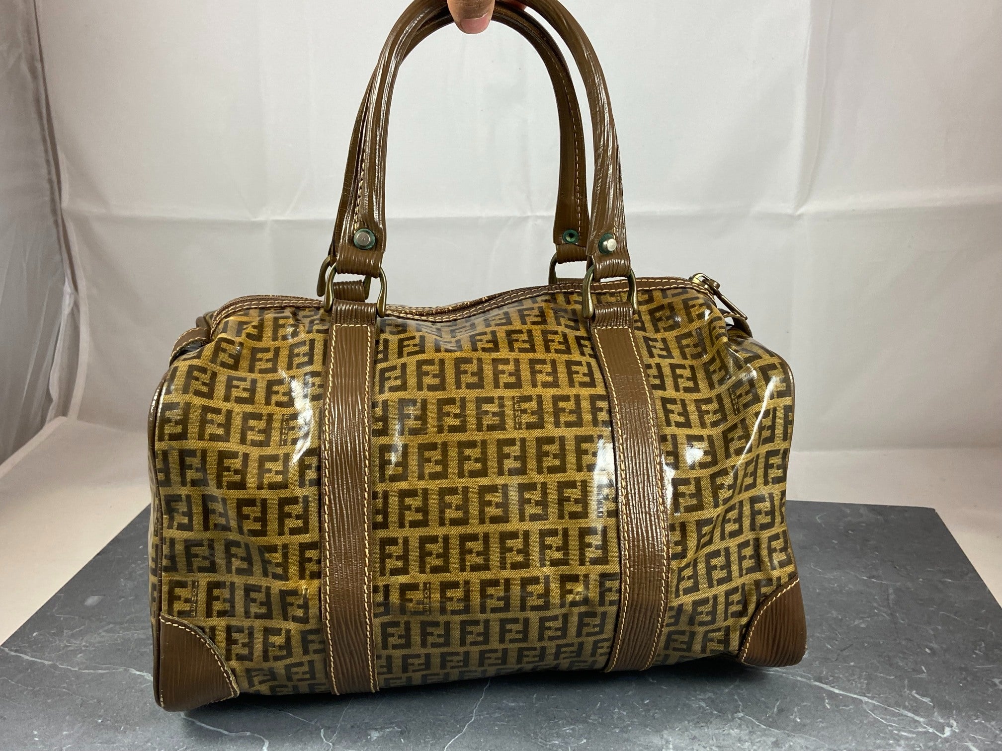 Fendi Hand / Boston Bag Beige Zucchino Monogram