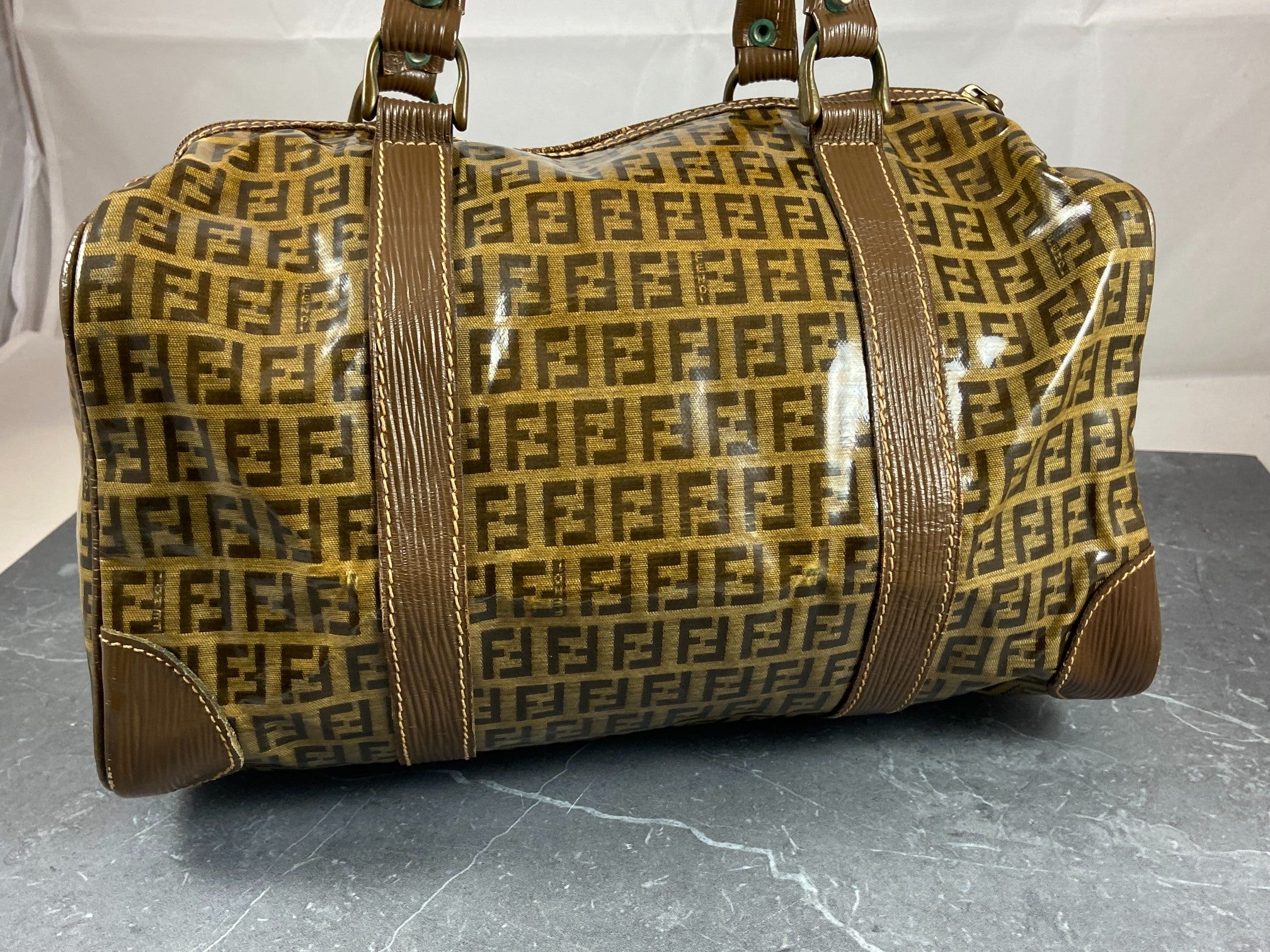 Fendi Hand / Boston Bag Beige Zucchino Monogram