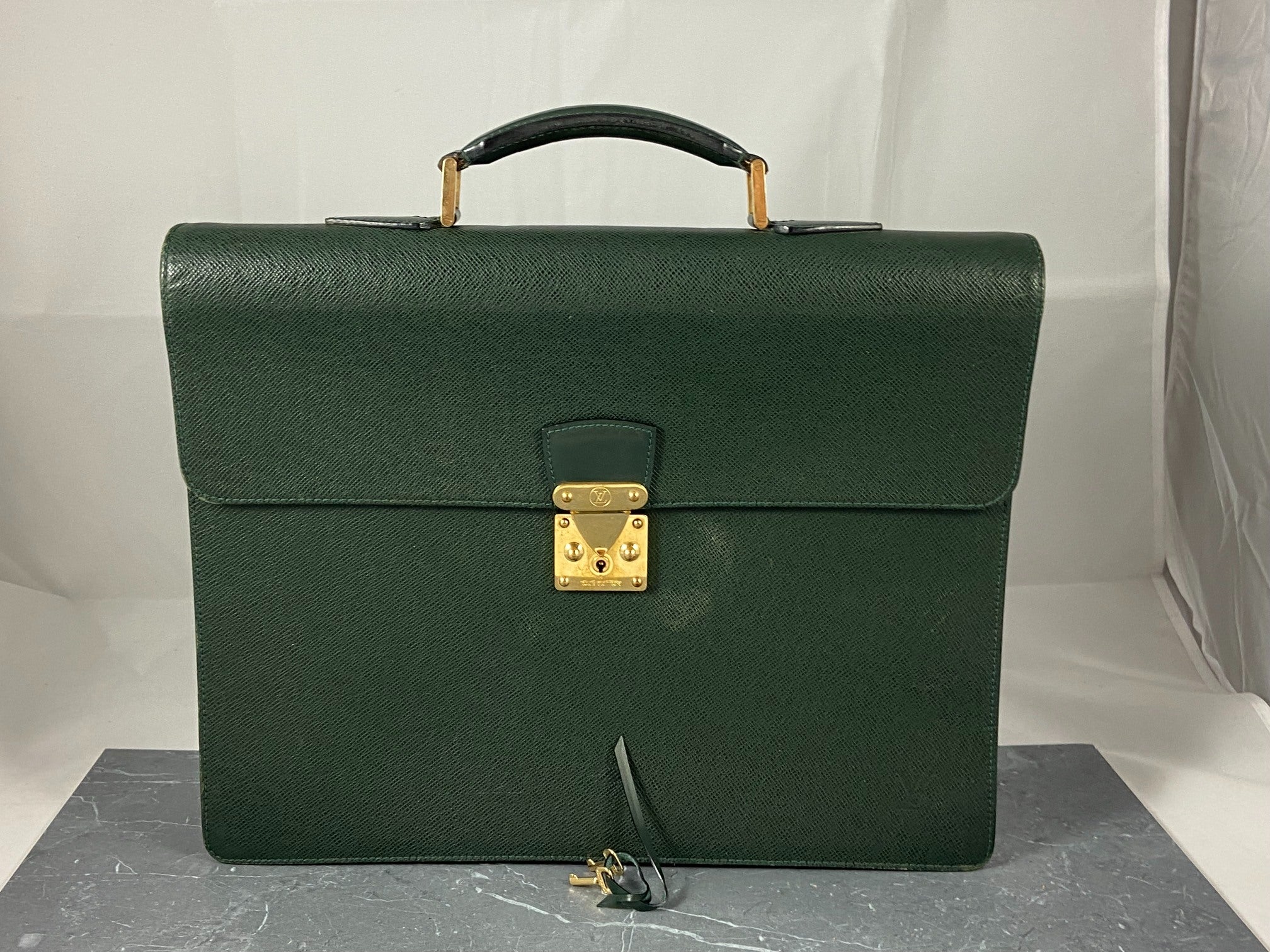 Louis Vuitton Laguito Briefcase Green Taiga Leather