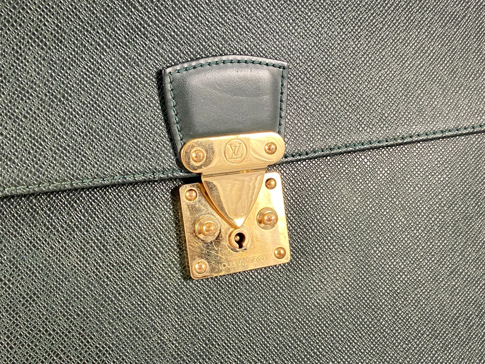 Louis Vuitton Laguito Briefcase Green Taiga Leather