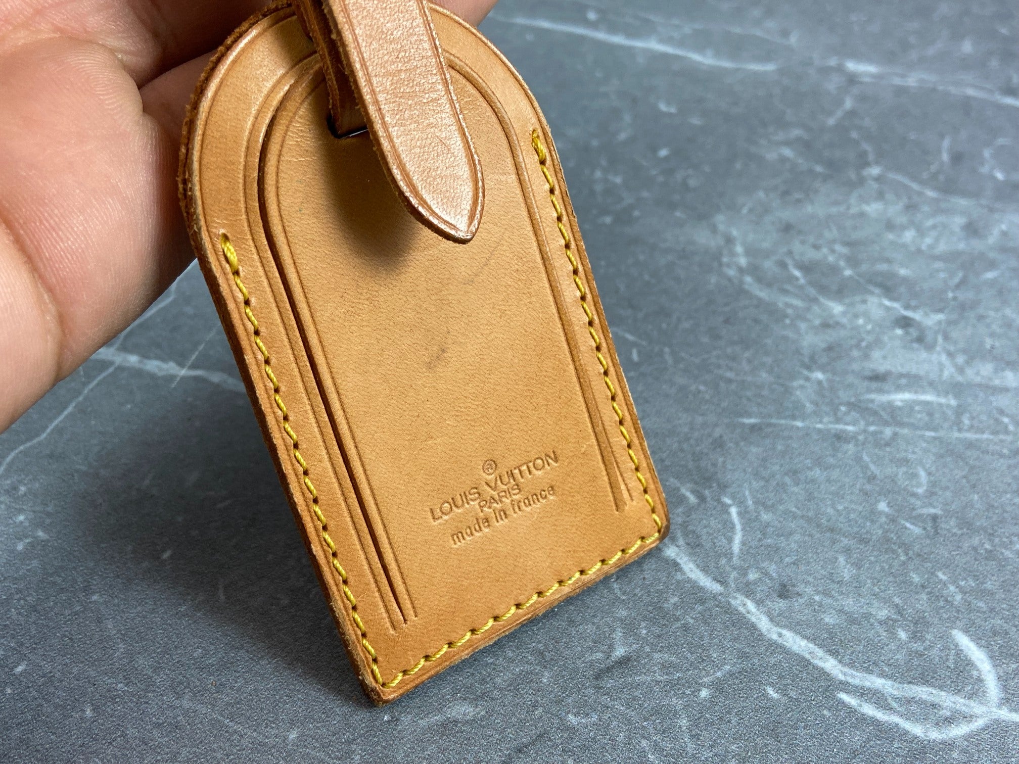 Louis Vuitton Luggage Tag & Handle Belt Beige Vachetta Leather