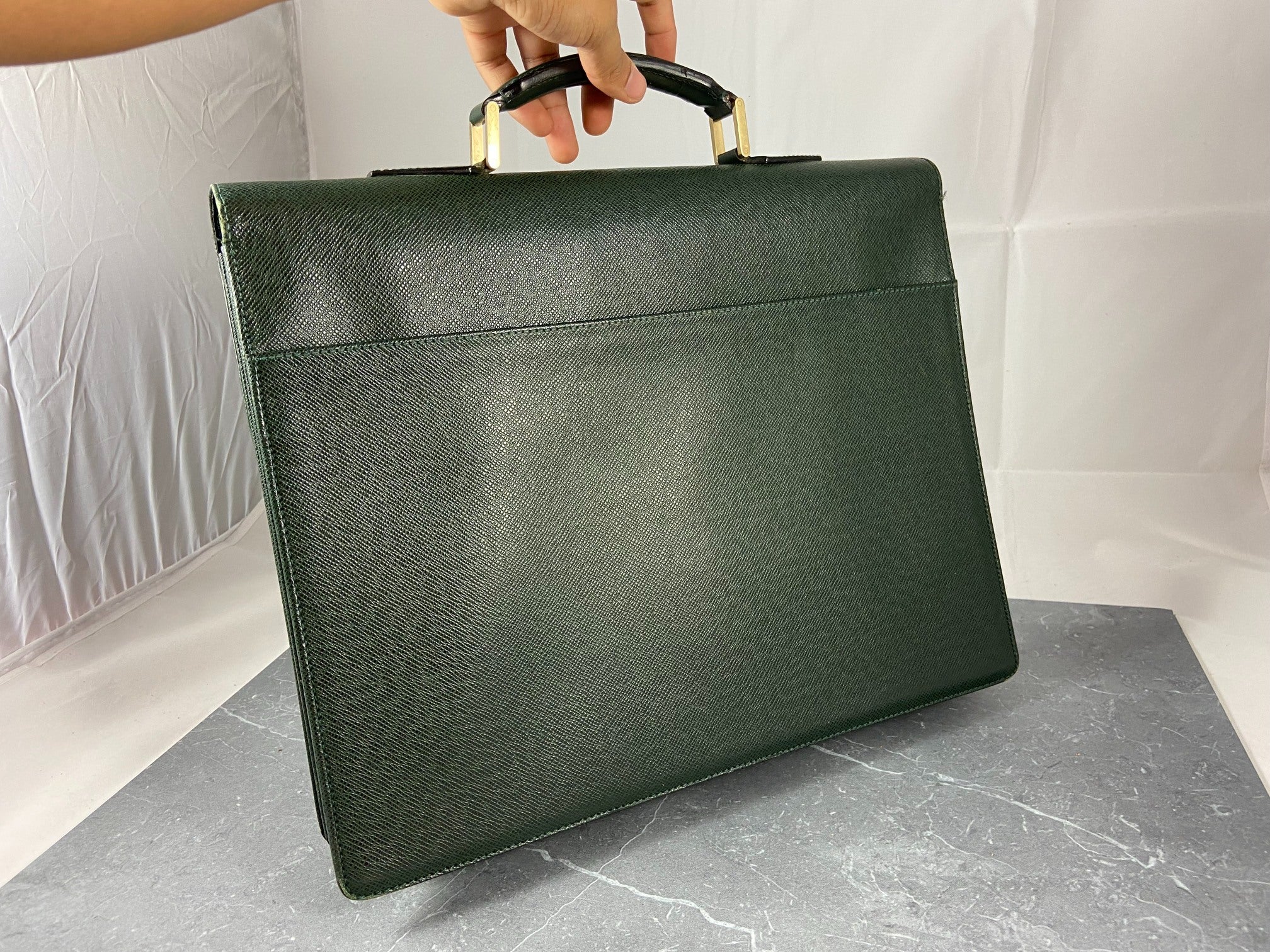 Louis Vuitton Laguito Briefcase Green Taiga Leather