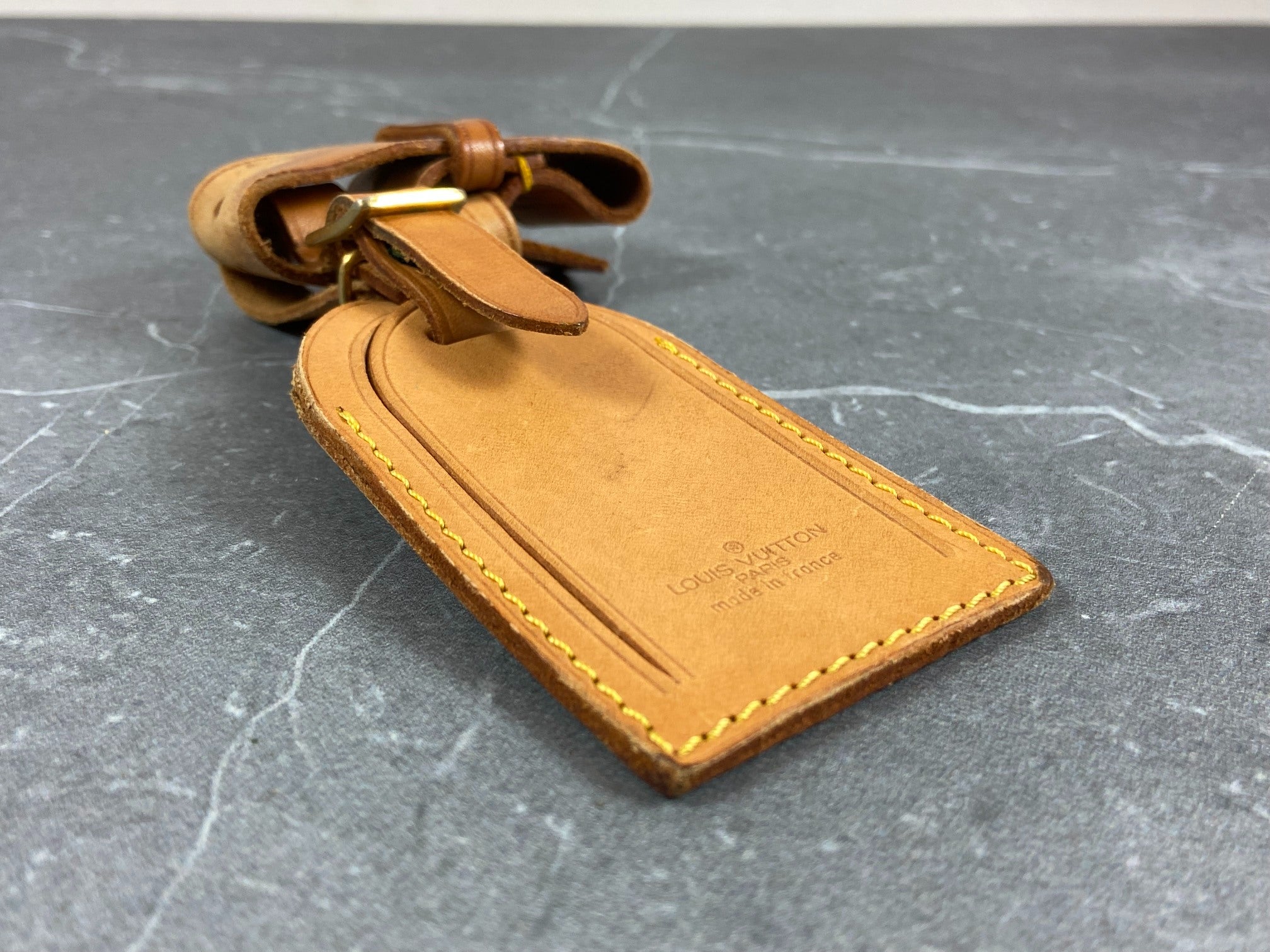 Louis Vuitton Luggage Tag & Handle Belt Beige Vachetta Leather